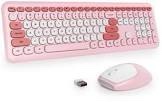 Tongyangat Wireless Keyboard and Mouse Combo, 2.4G Full-Size Keyboard Mouse Set, Plug & Play, Quiet Click, Ergonomic Design, Compatible with Windows, Mac, Laptop, Desktop, Computer (T906-Pink)