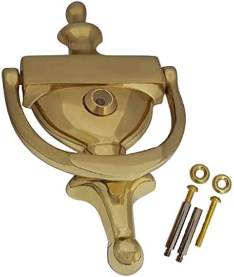 qcaa solid brass door knocker, 7", polished brass, made in taiwan, 1 pack 1 pack polished brass