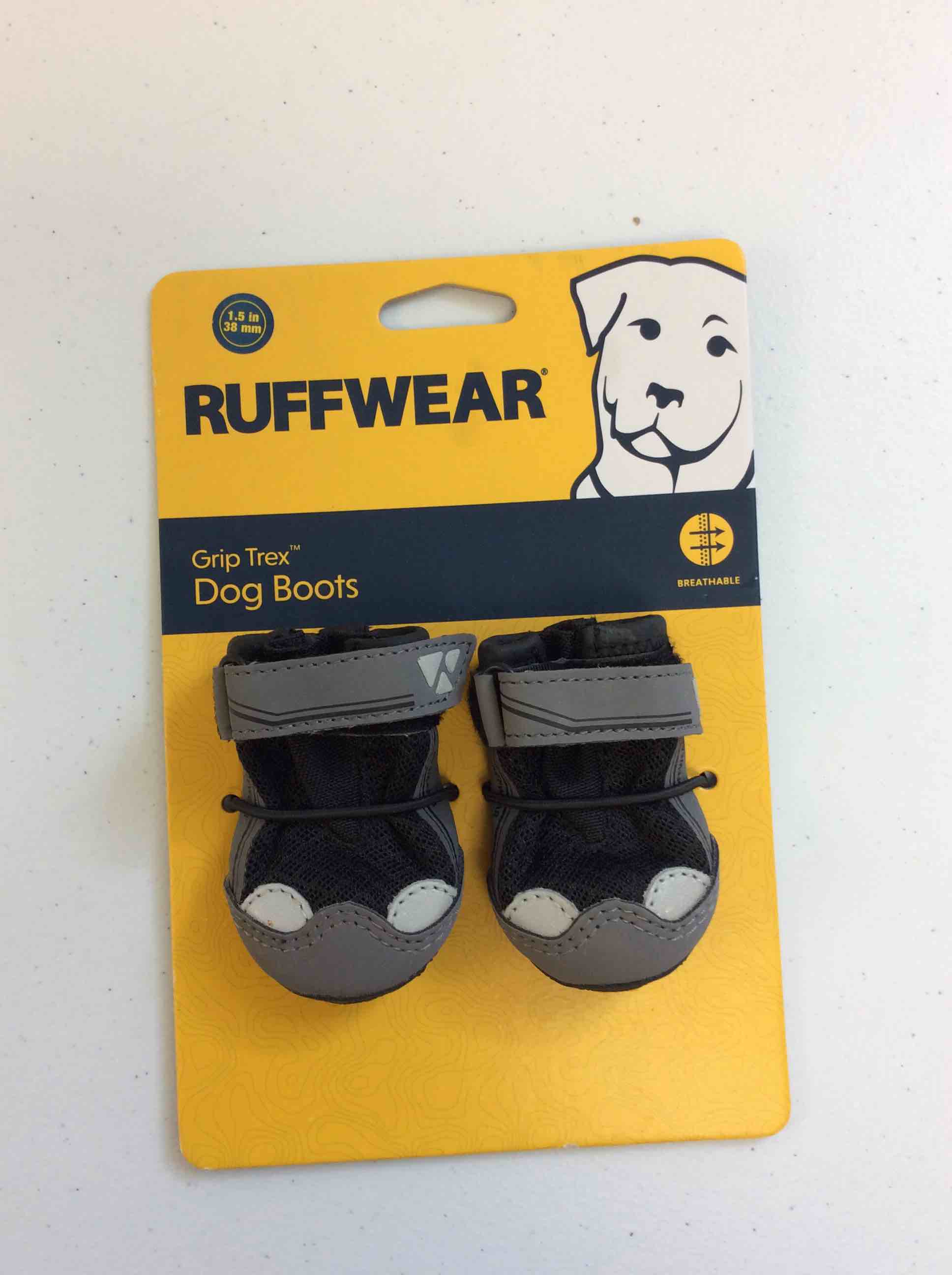 Condition photo showing New/Like New for ruffwear, grip trex dog boots, outdoor booties with rubber soles for hiking and running