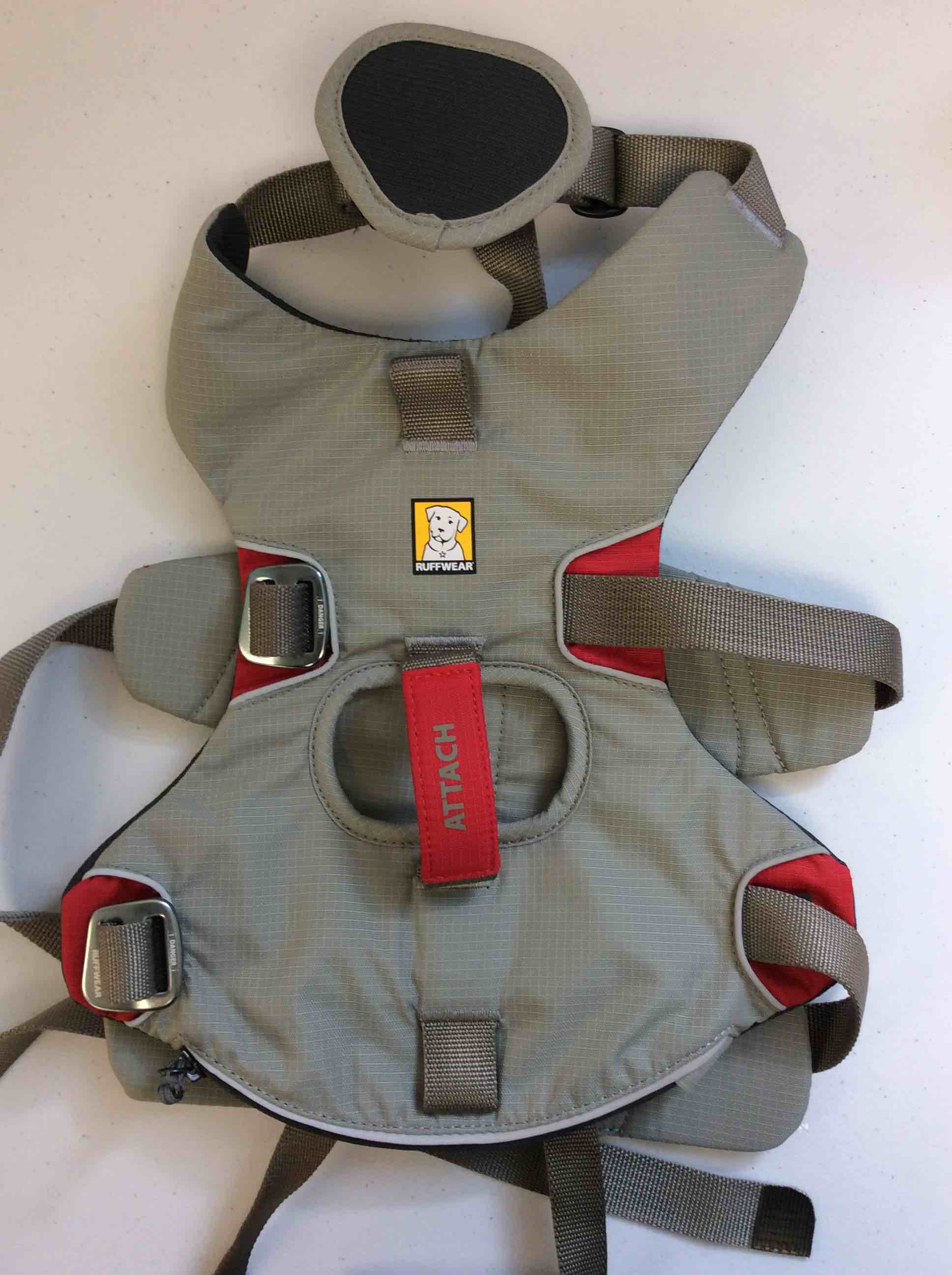 Condition photo showing Good Condition for ruffwear dog harness gray and red medium 