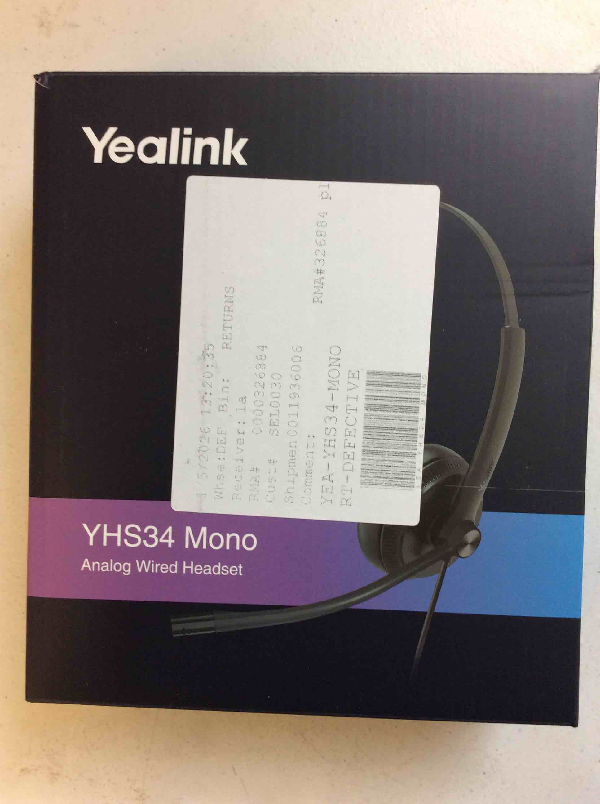 Yealink YHS34 Mono Analog Wired Headset