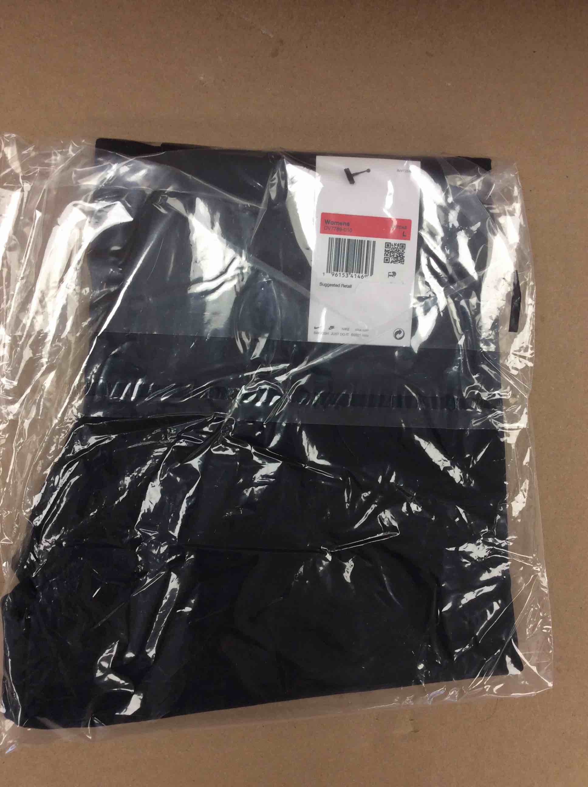 Condition photo showing New/Like New for nike sportswear classic women s high-waisted 7/8 leggings color: black/sail size: l (12–14)