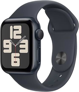 apple watch se (2nd gen) [gps 40mm] smartwatch with midnight aluminum case with midnight sport band s/m. fitness and sleep trackers, crash detection, heart rate monitor, retina display