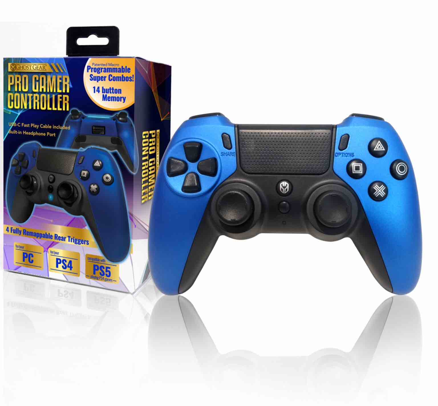 next gen pro controller [blue] [ps4/ps5] (ghost gear)