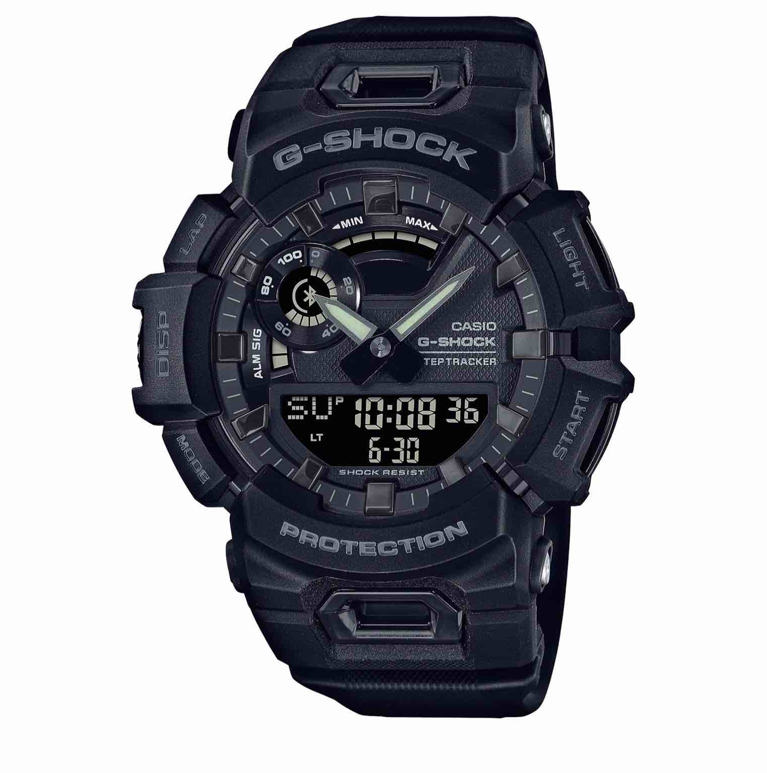 casio - men's g-shock analog-digital step tracker with bluetooth mobile link 49mm watch - black