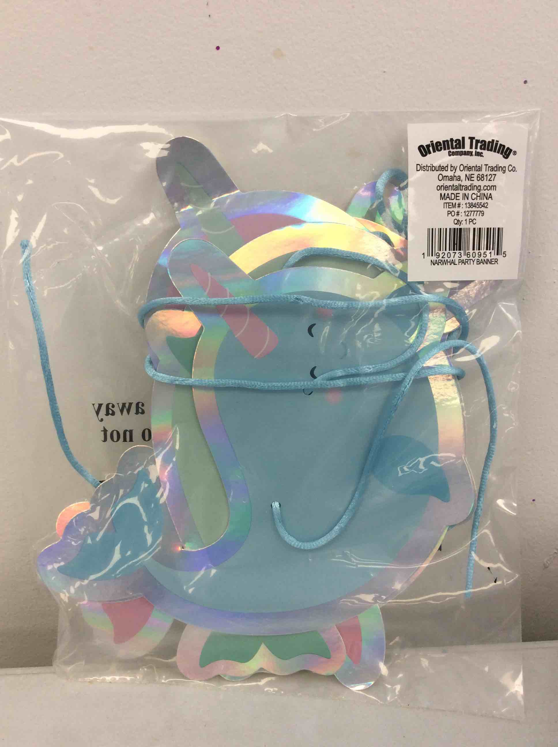 Condition photo showing New/Like New for oriental trading narwhal party banner 