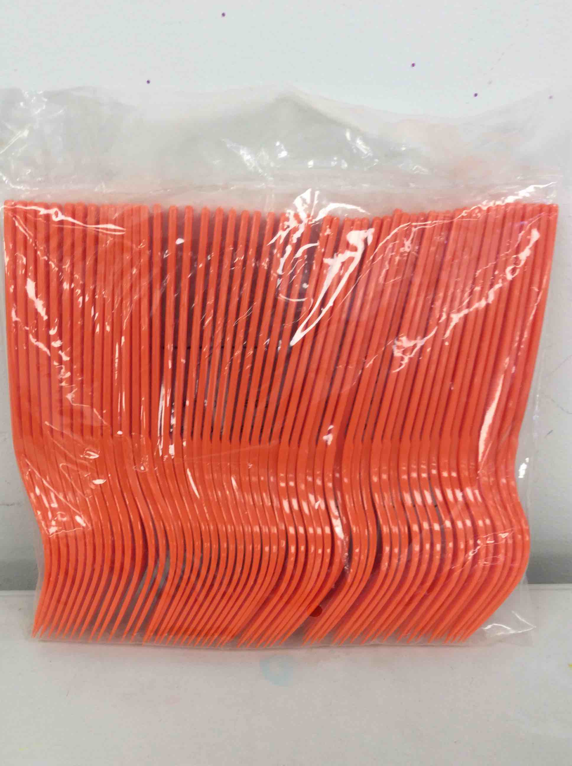 Condition photo showing New/Like New for fun express - orange plastic forks (50 pc) - party supplies - solid tableware - cutlery - 50 pieces