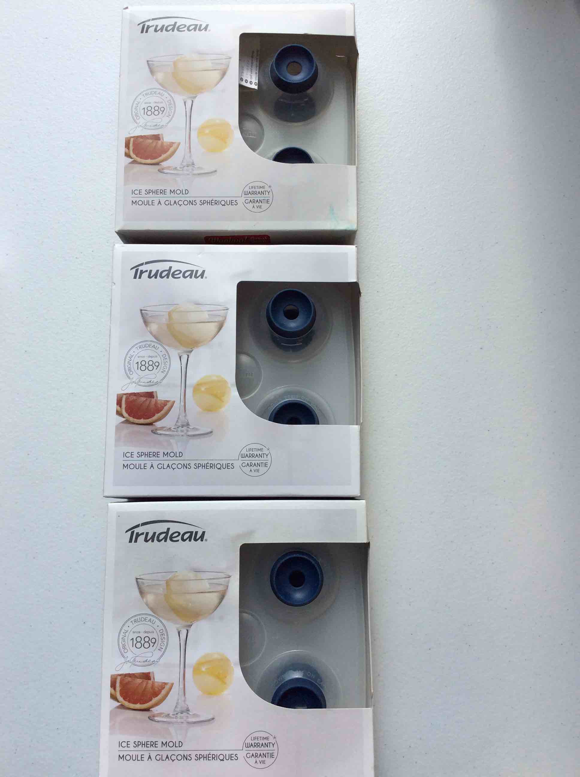 Three boxes of Trudeau Ice Sphere Molds