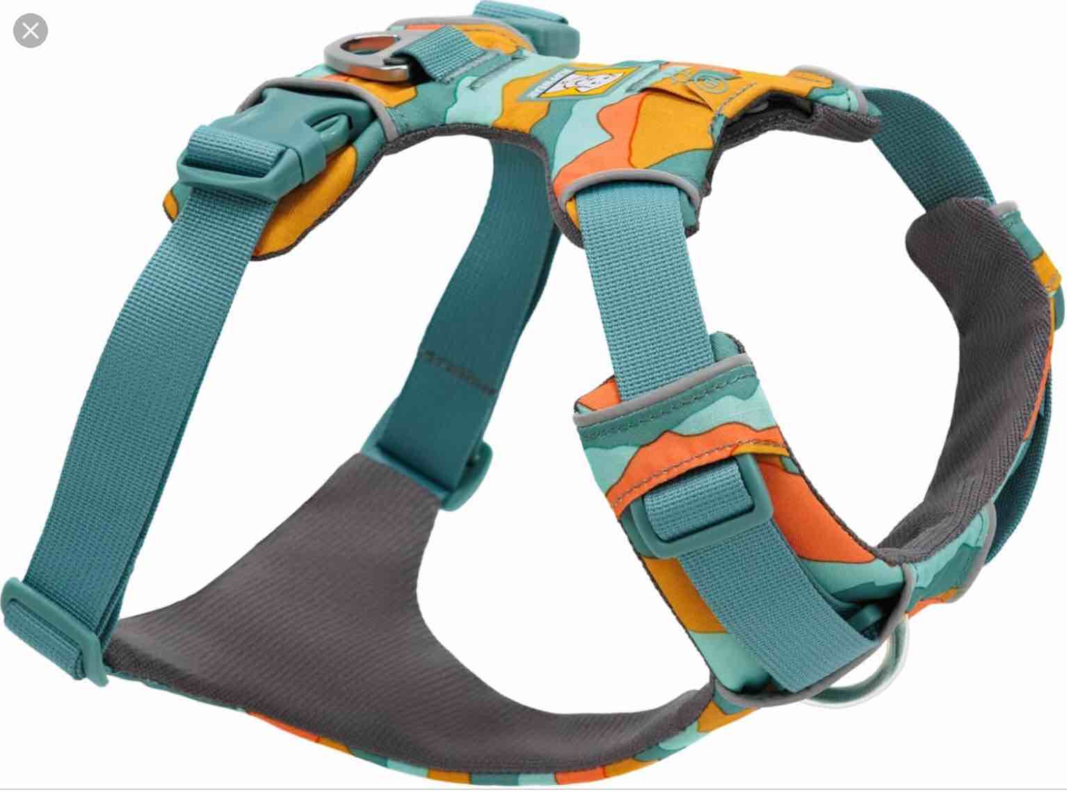 ruffwear, front range dog harness, reflective soft padded everyday harness with dual leash clips, adjustable and lightweight fit for training or walking for all dogs, spring mountains, medium