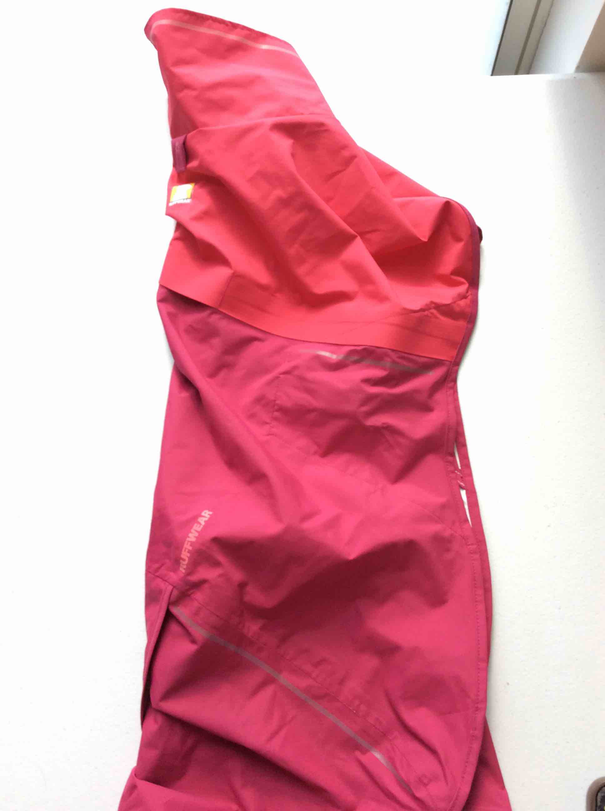 Condition photo showing New/Like New for ruffwear dog raincoat sun shower hibiscus pink medium
