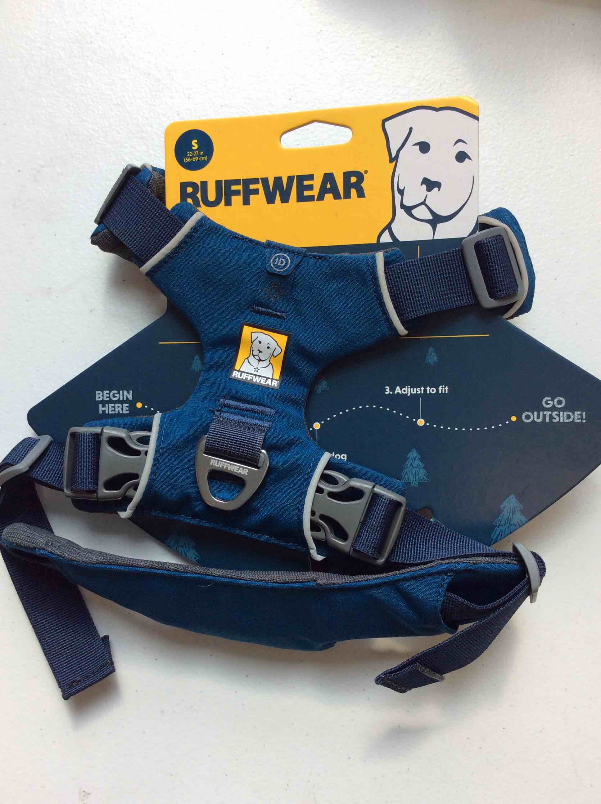 Condition photo showing New/Like New for ruffwear, front range dog harness, reflective soft padded everyday harness with dual leash clips, adjustable and lightweight fit for training or walking for all dogs, blue moon, small