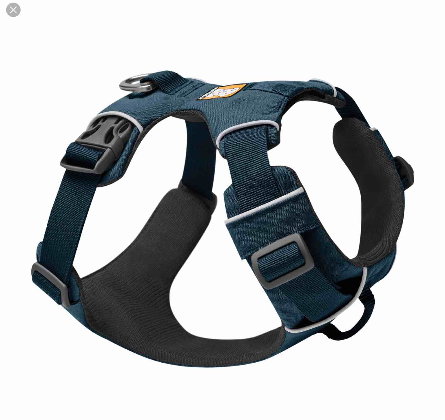 ruffwear, front range dog harness, reflective soft padded everyday harness with dual leash clips, adjustable and lightweight fit for training or walking for all dogs, blue moon, small