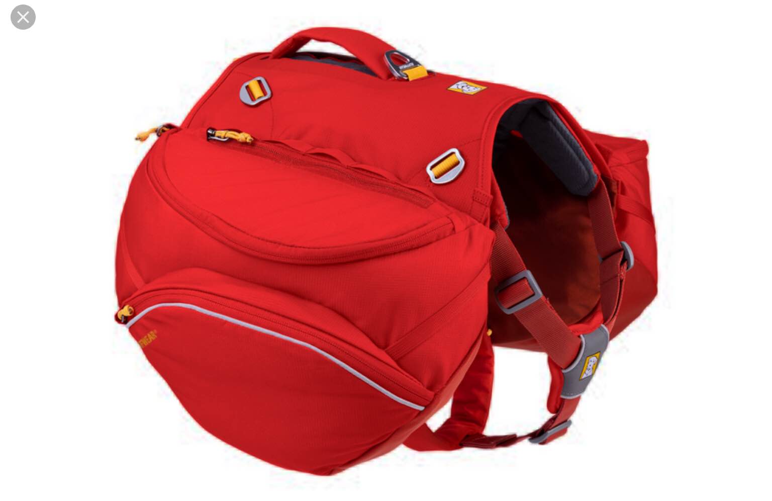 ruffwear, palisades dog backpack, multi-day hiking pack with saddlebags and hydration bladders, red sumac, medium