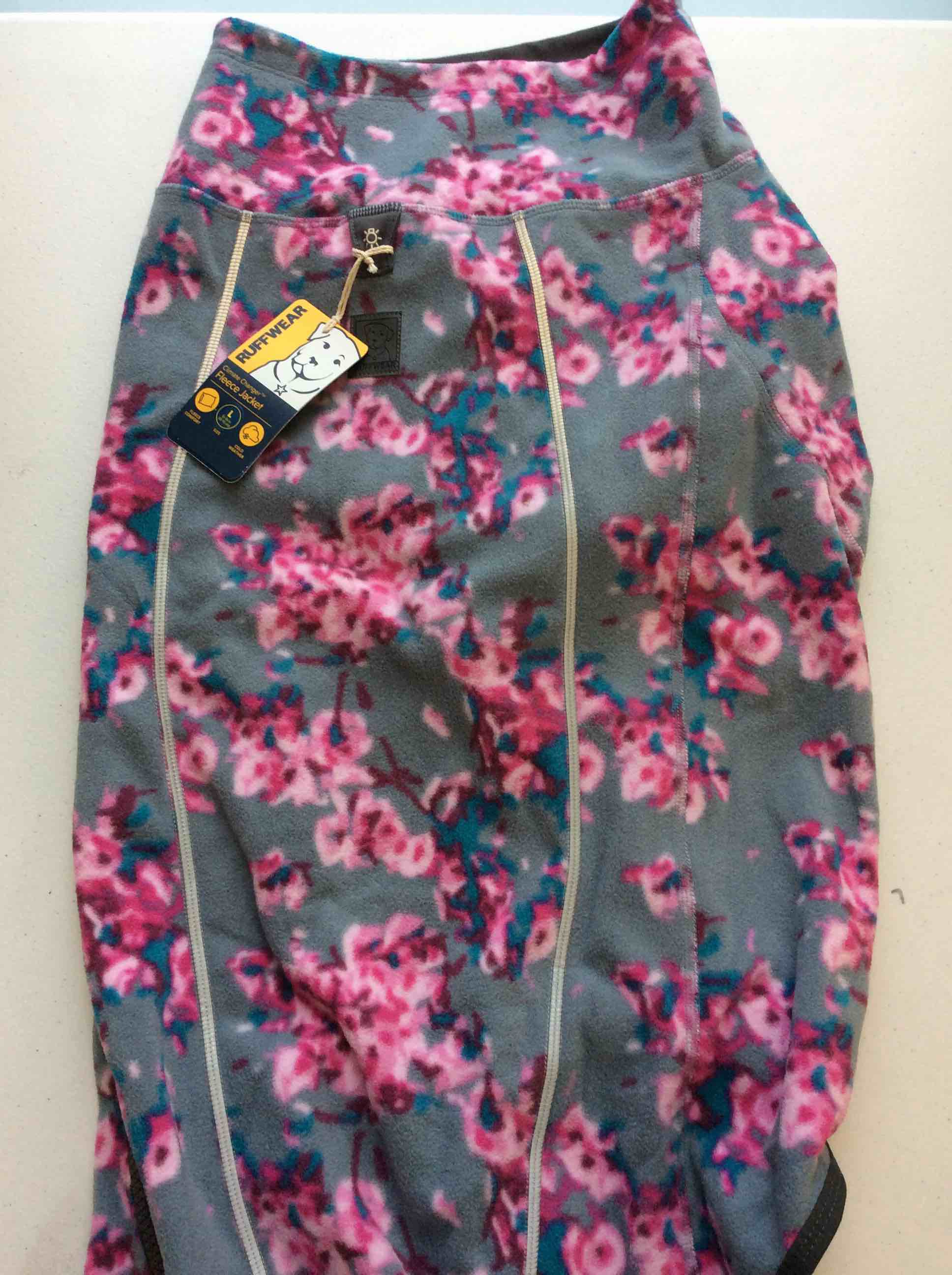 Condition photo showing New/Like New for ruffwear climate changer dog fleece jacket blossom large