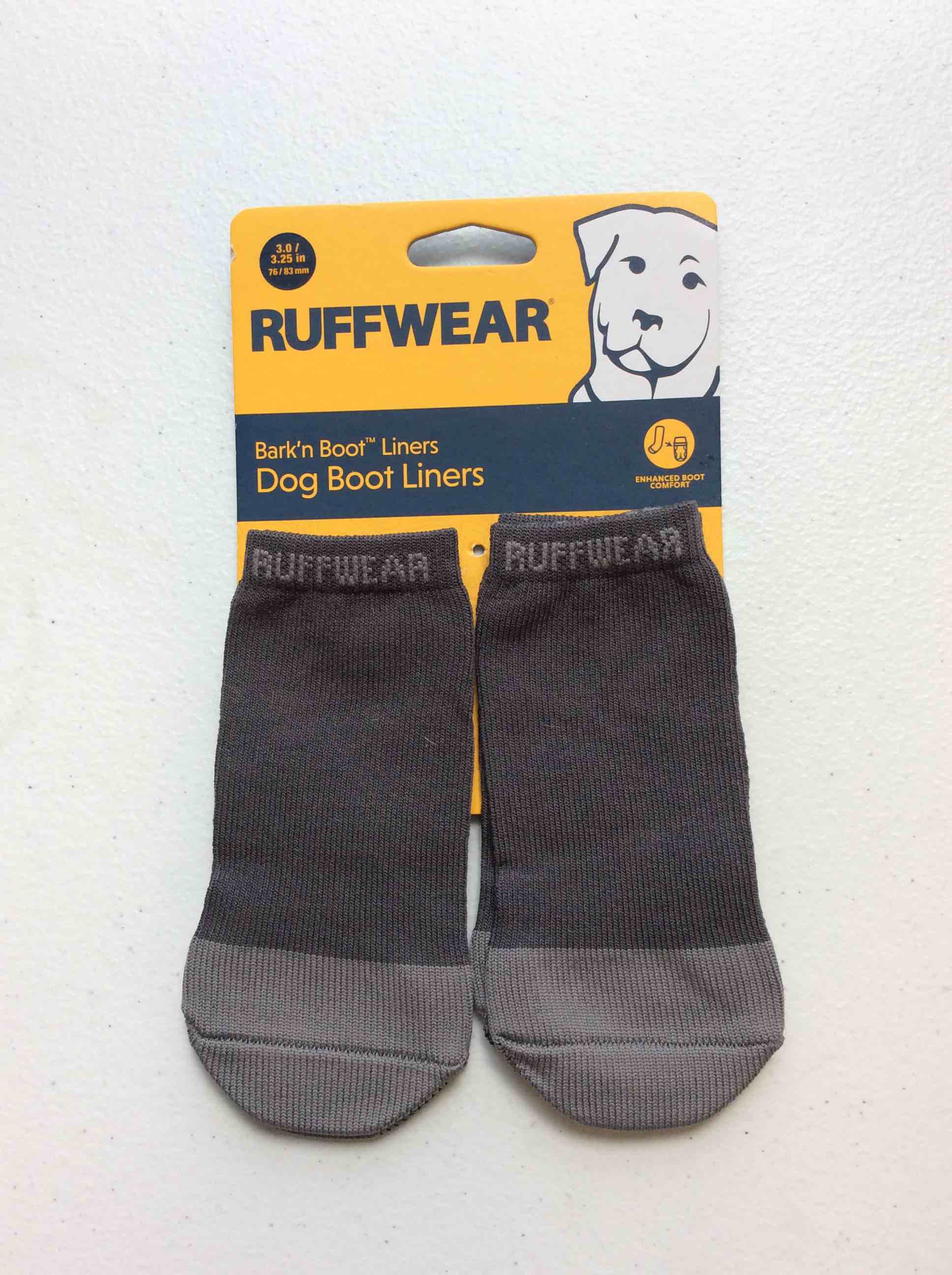 Condition photo showing New/Like New for ruffwear, bark'n boot liners stretch socks for dog boots, twilight gray, 3.00 in/3.25 in