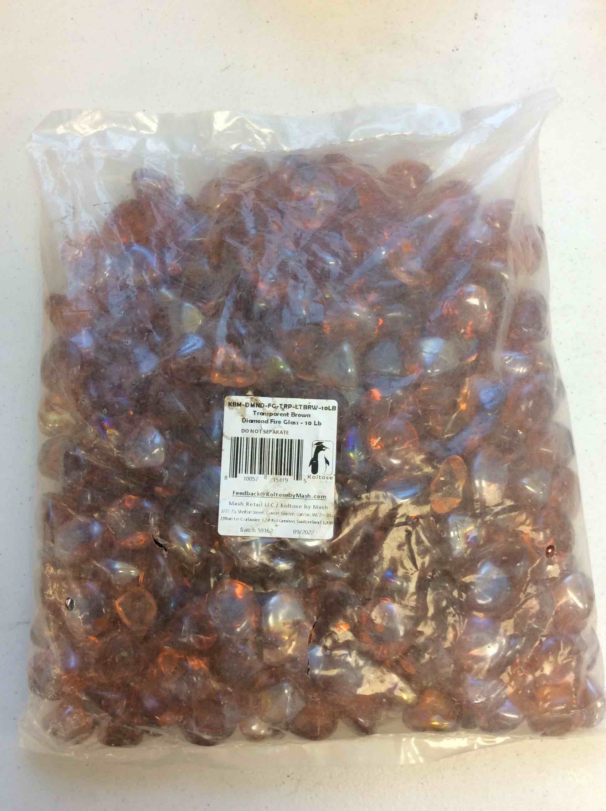 transparent brown diamond fire glass 10 lbs