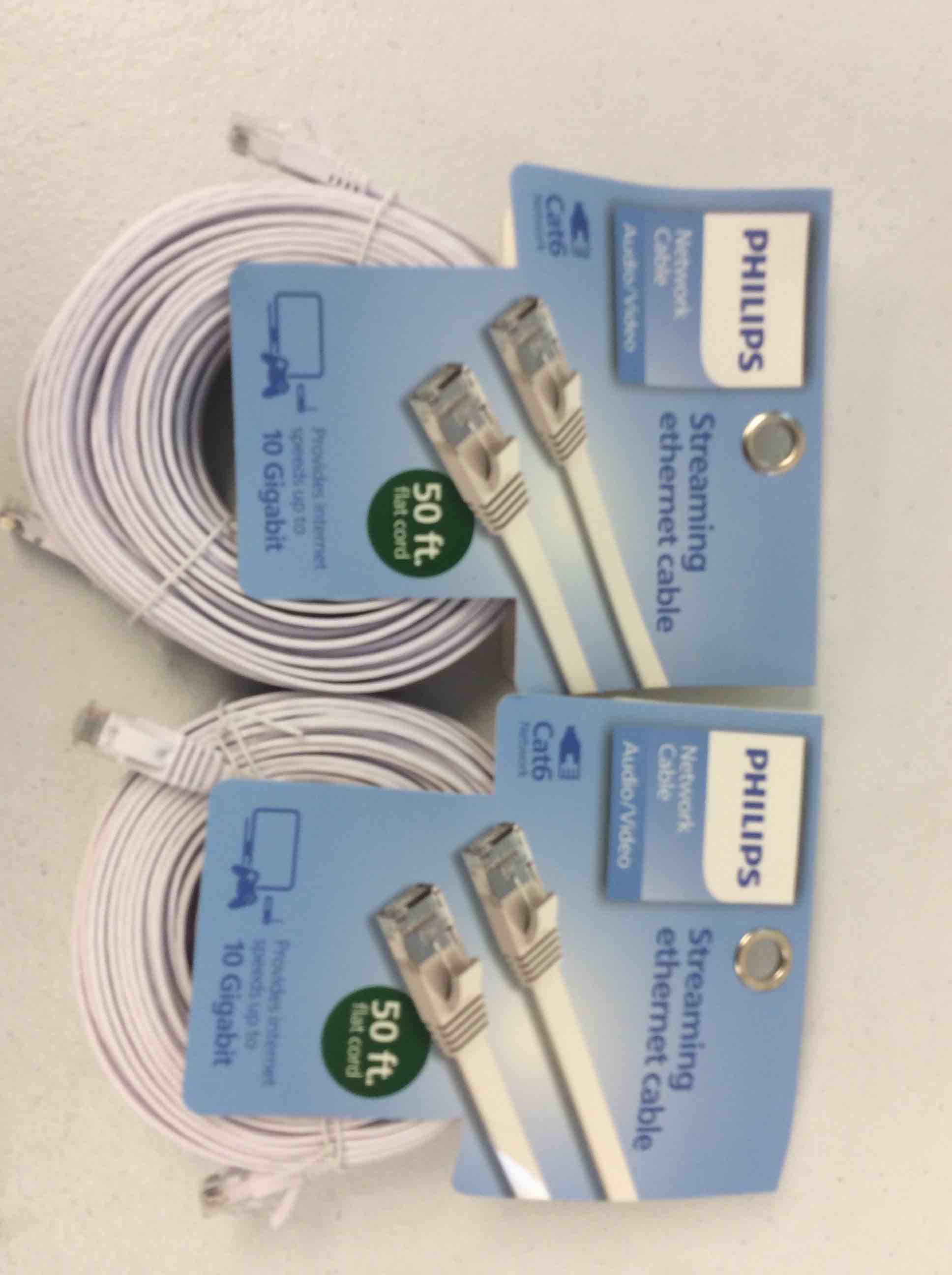 Condition photo showing New/Like New for two philips network cable streaming ethernet cables