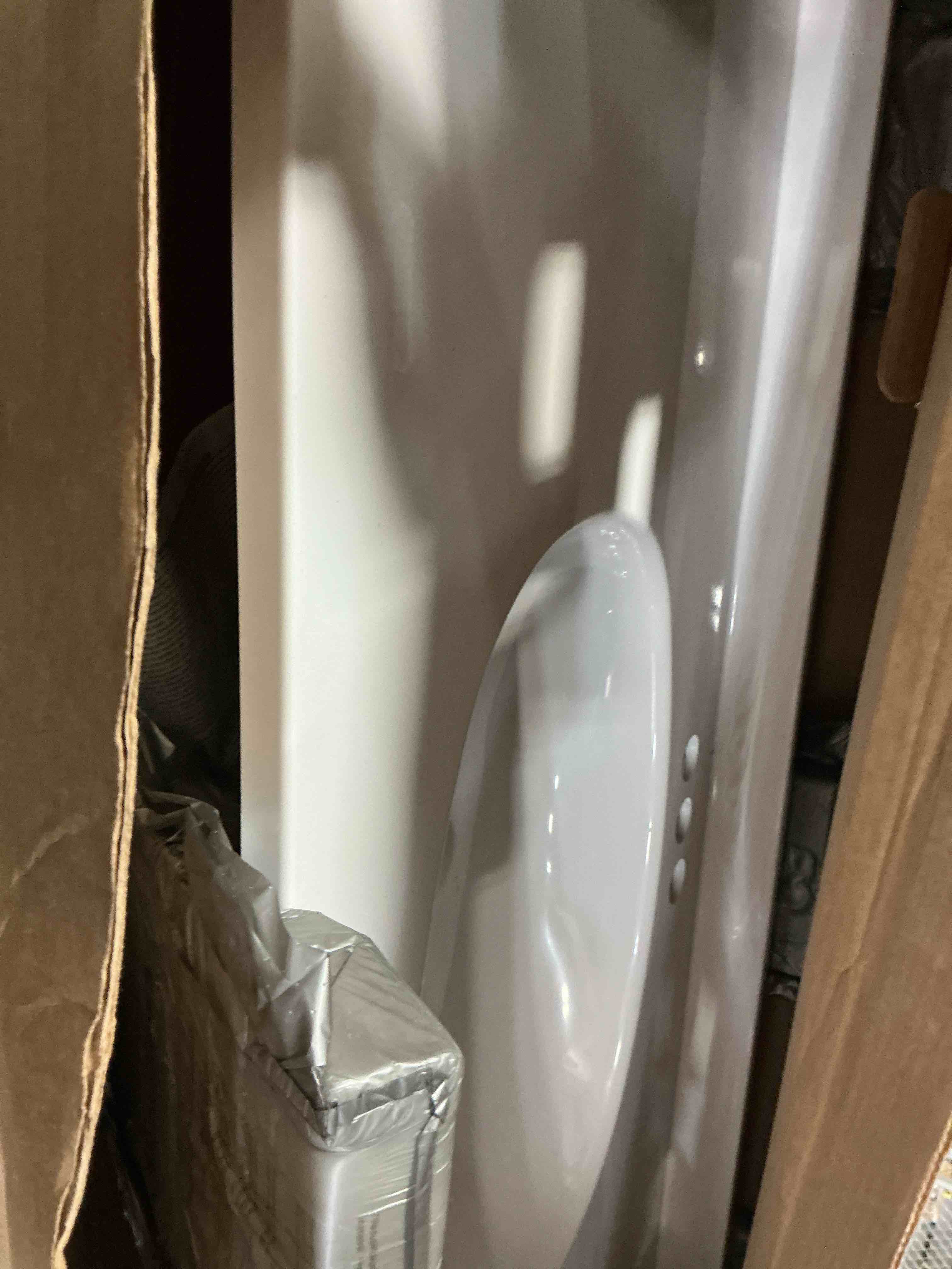 Condition photo showing As Is for project source cultured marble bathroom vanity top