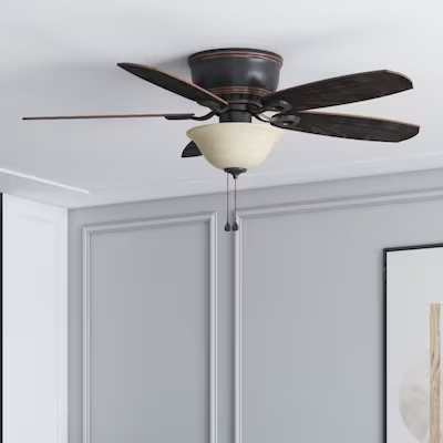 harbor breeze lake canton 52-in bronze with mink/espresso blades flush mount ceiling fan