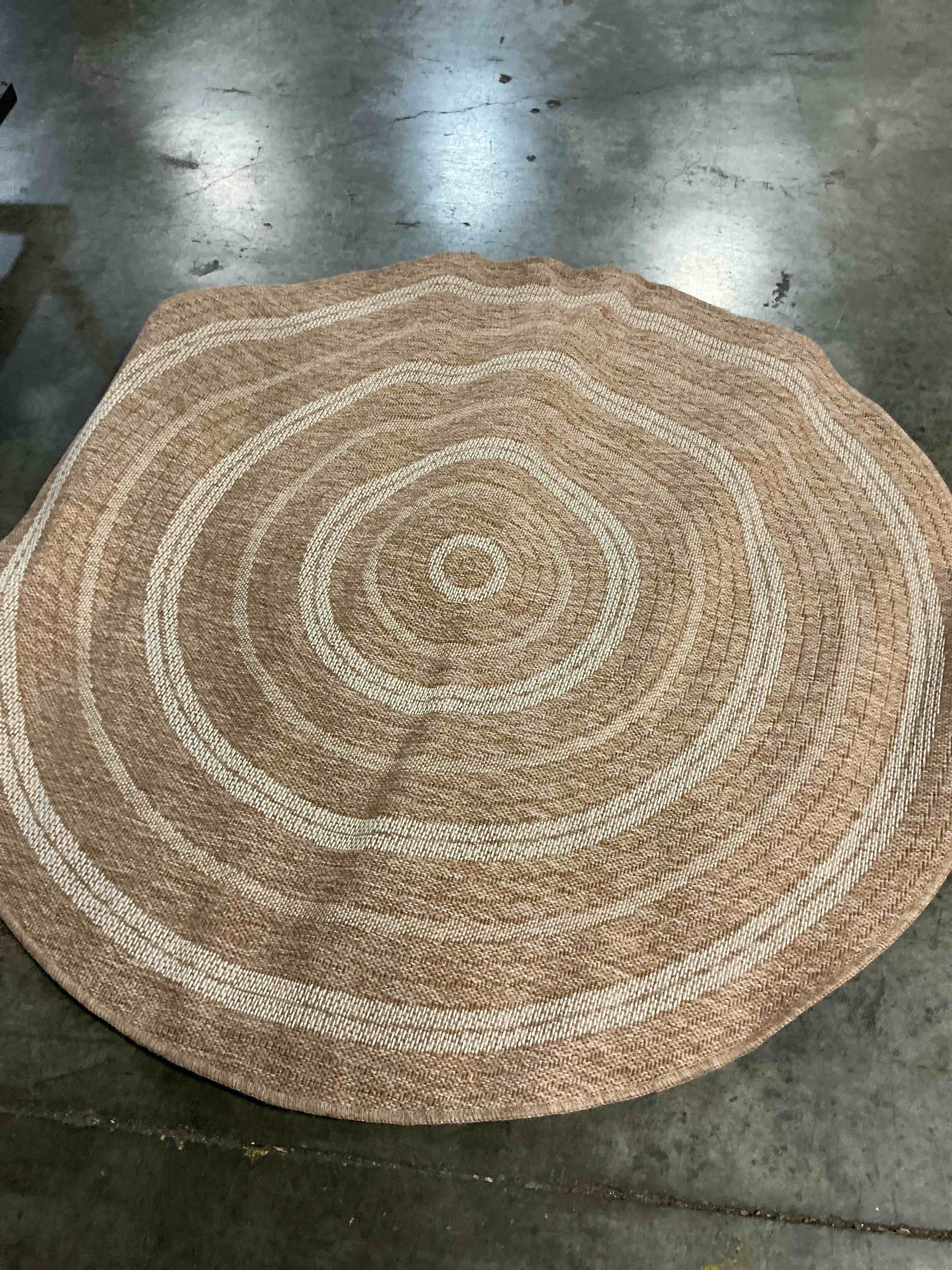 Condition photo showing As Is for vhc brands jute rug with pad, natural & cr 72”