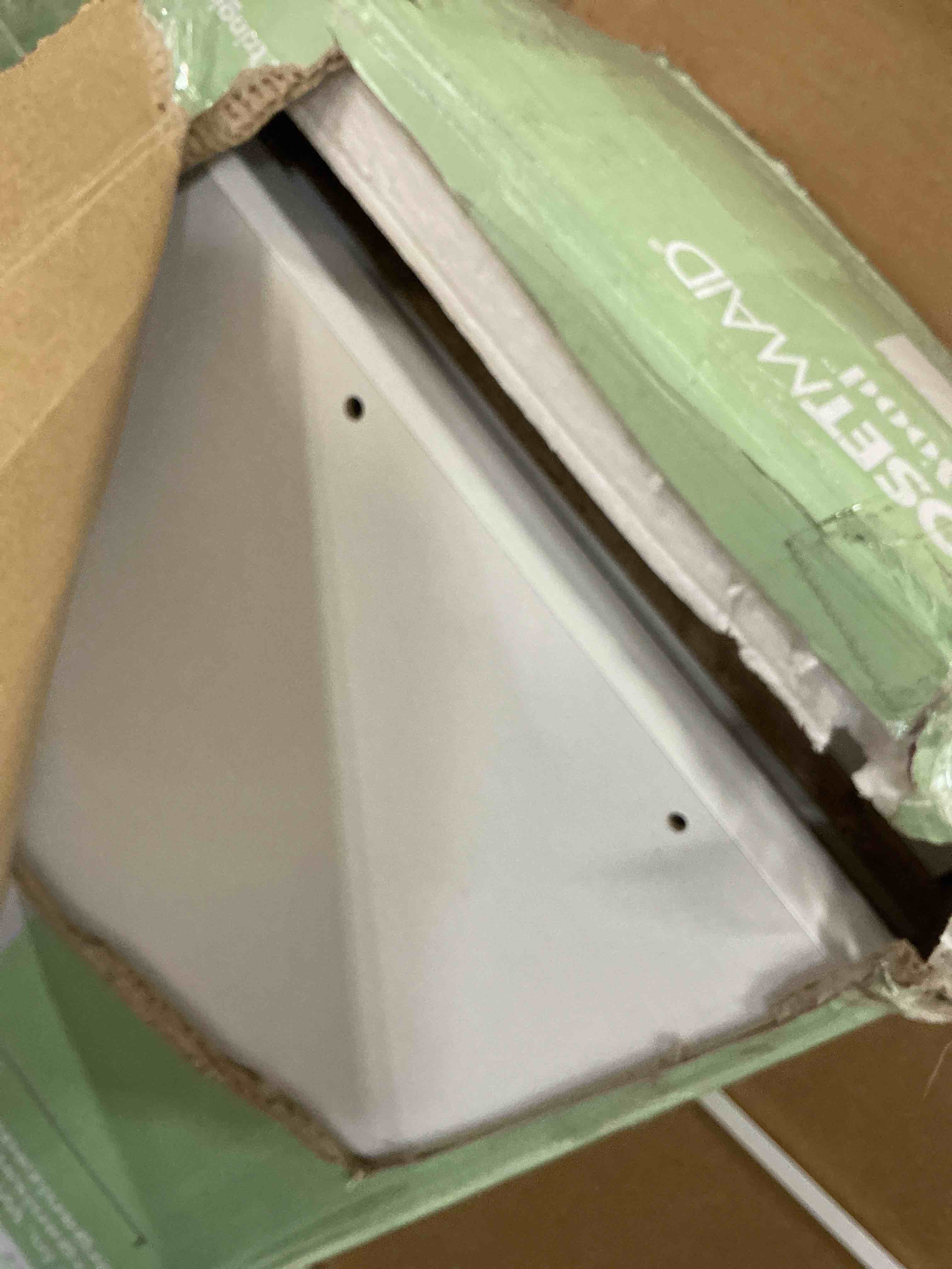 Condition photo showing As Is for closetmaid brightwood 5-ft to 10-ft w tower system white solid shelving wood closet system