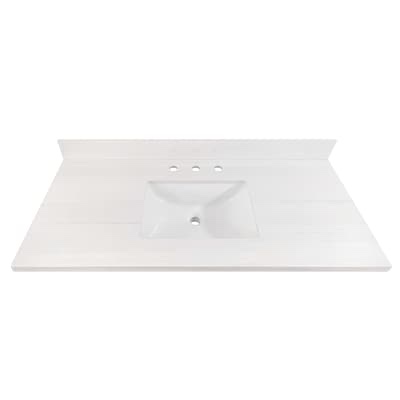 allen + roth dolomiti bianco 49-in x 22-in white sintered stone undermount single sink