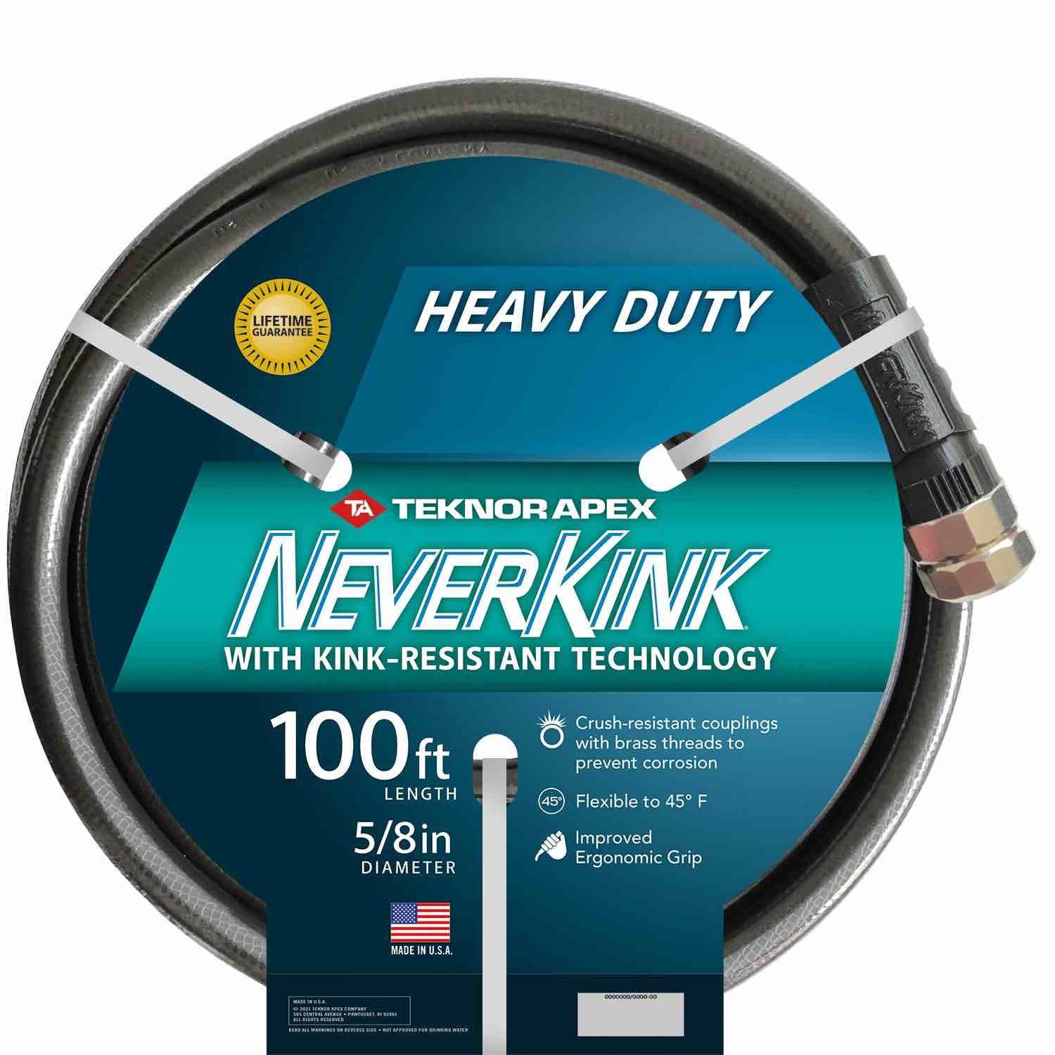 neverkink teknor apex 5/8-in x 100-ft heavy -duty kink free vinyl gray coiled hose