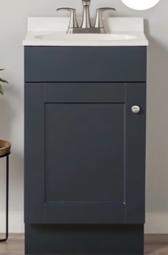 project source dover 18-in navy blue single sink bathroom vanity with white top