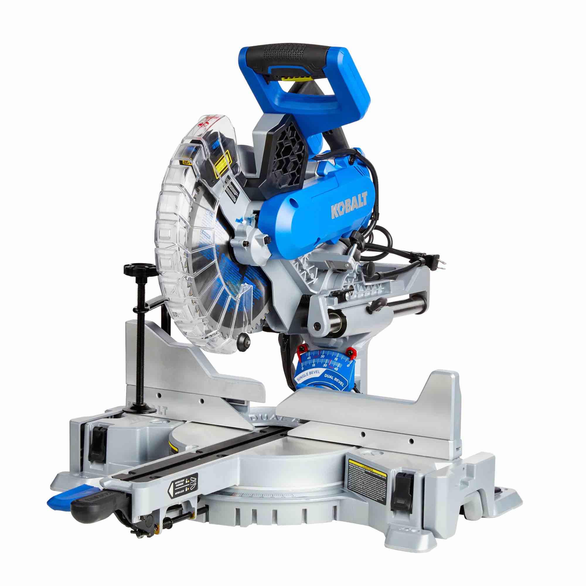 kobalt 10-in 15-amp dual bevel sliding compound corded miter saw with laser guide