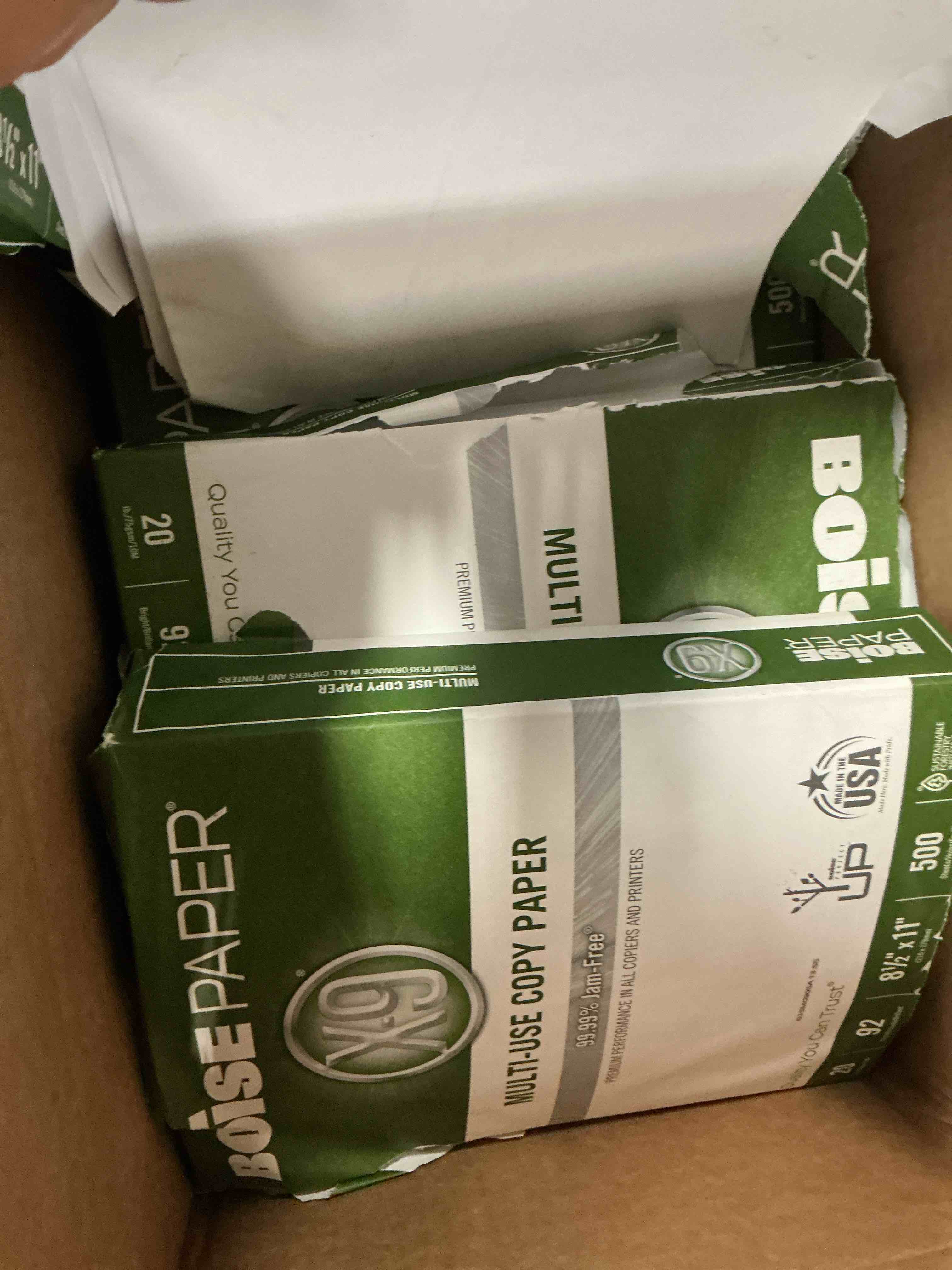 Condition photo showing As Is for office depot® business multi-use printer & copy paper, 10 reams, white, letter (8.5" x 11"), 5000 sheets per case, 20 lb, 92 brightness