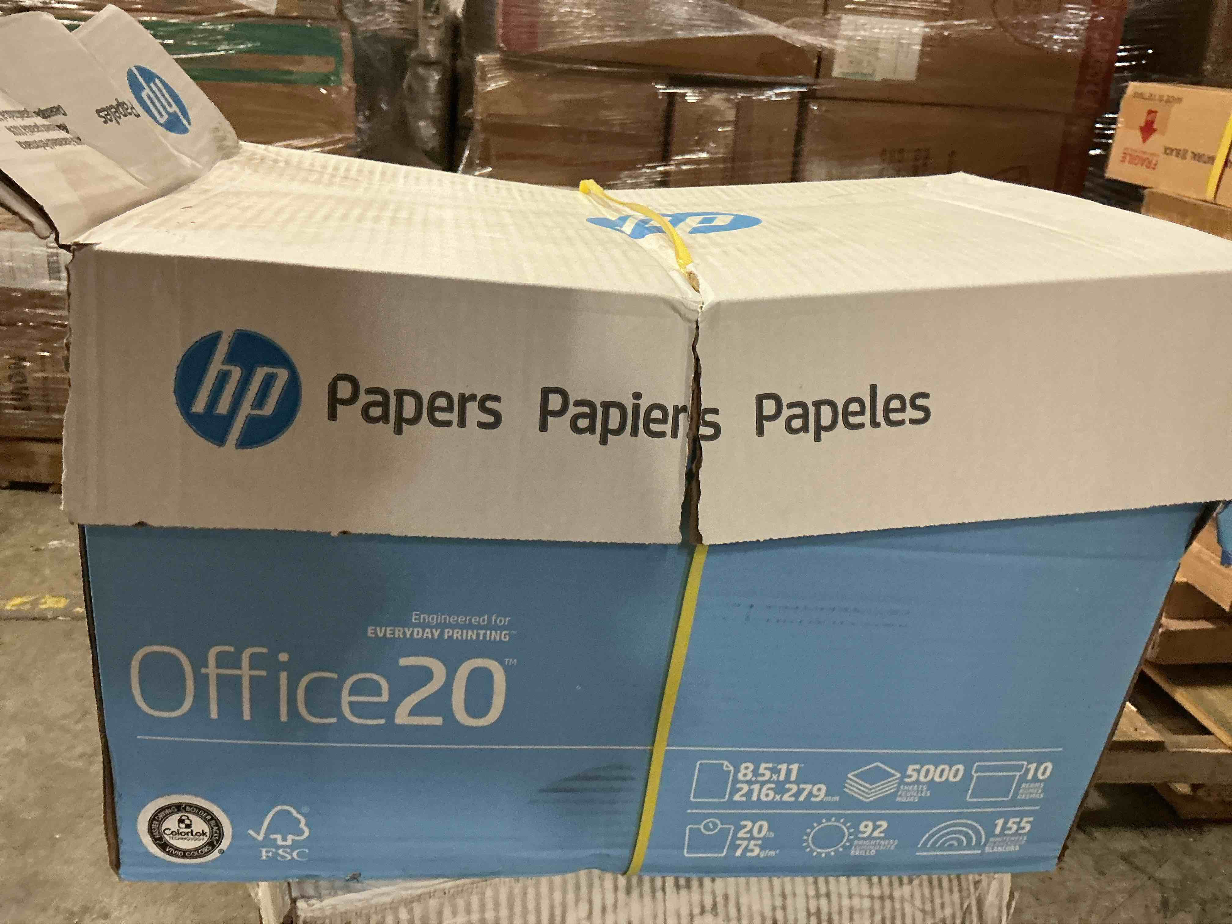 Condition photo showing Good Condition for hp printer paper  20 lb.  8.5  x 11   10 ream case  5 000 sheets