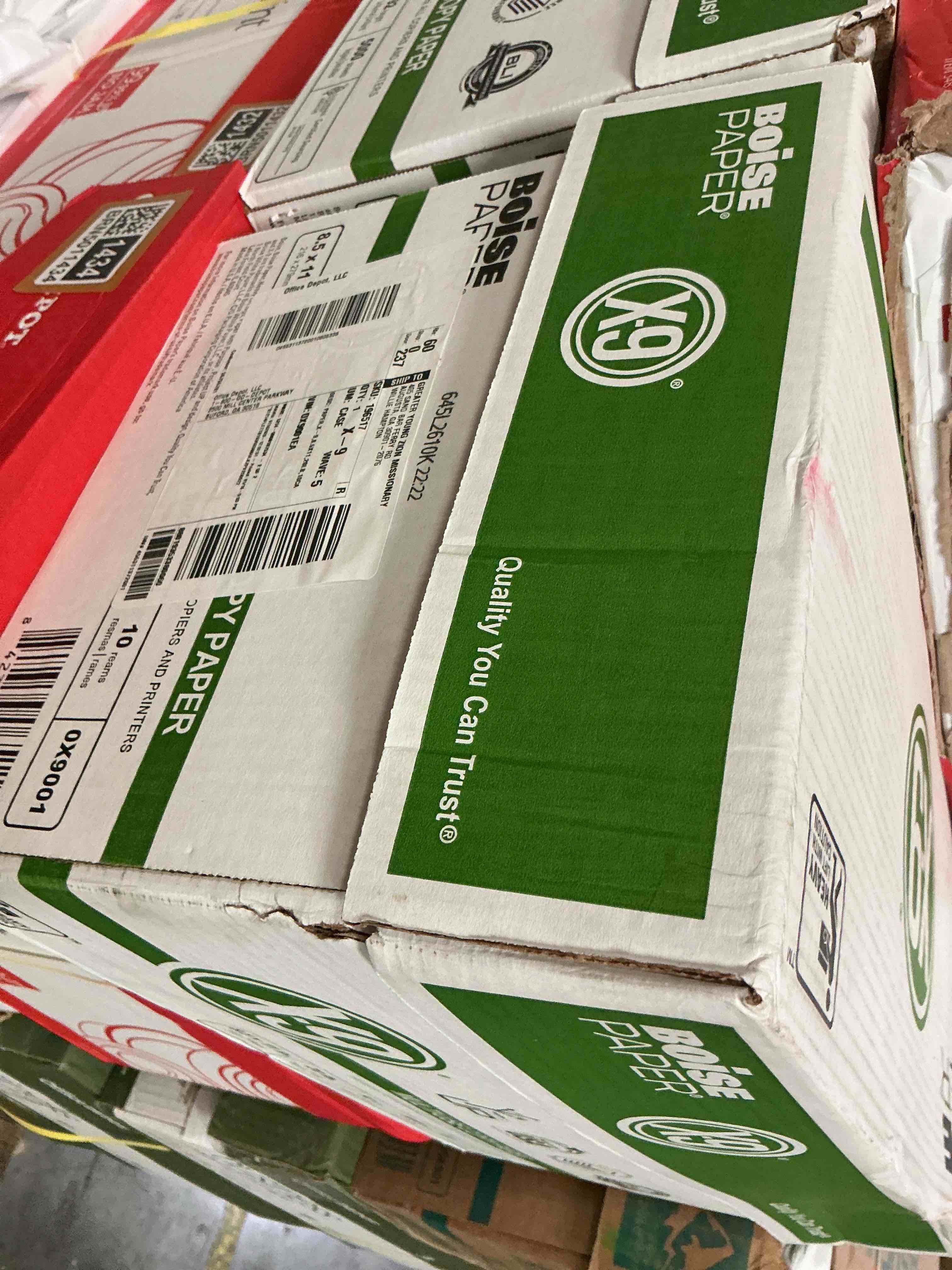 Condition photo showing As Is for boise x-9 multi-use copy paper  8.5  x 11  letter  92 bright white  20 lb.  10 ream carton (5 000 sheets)
