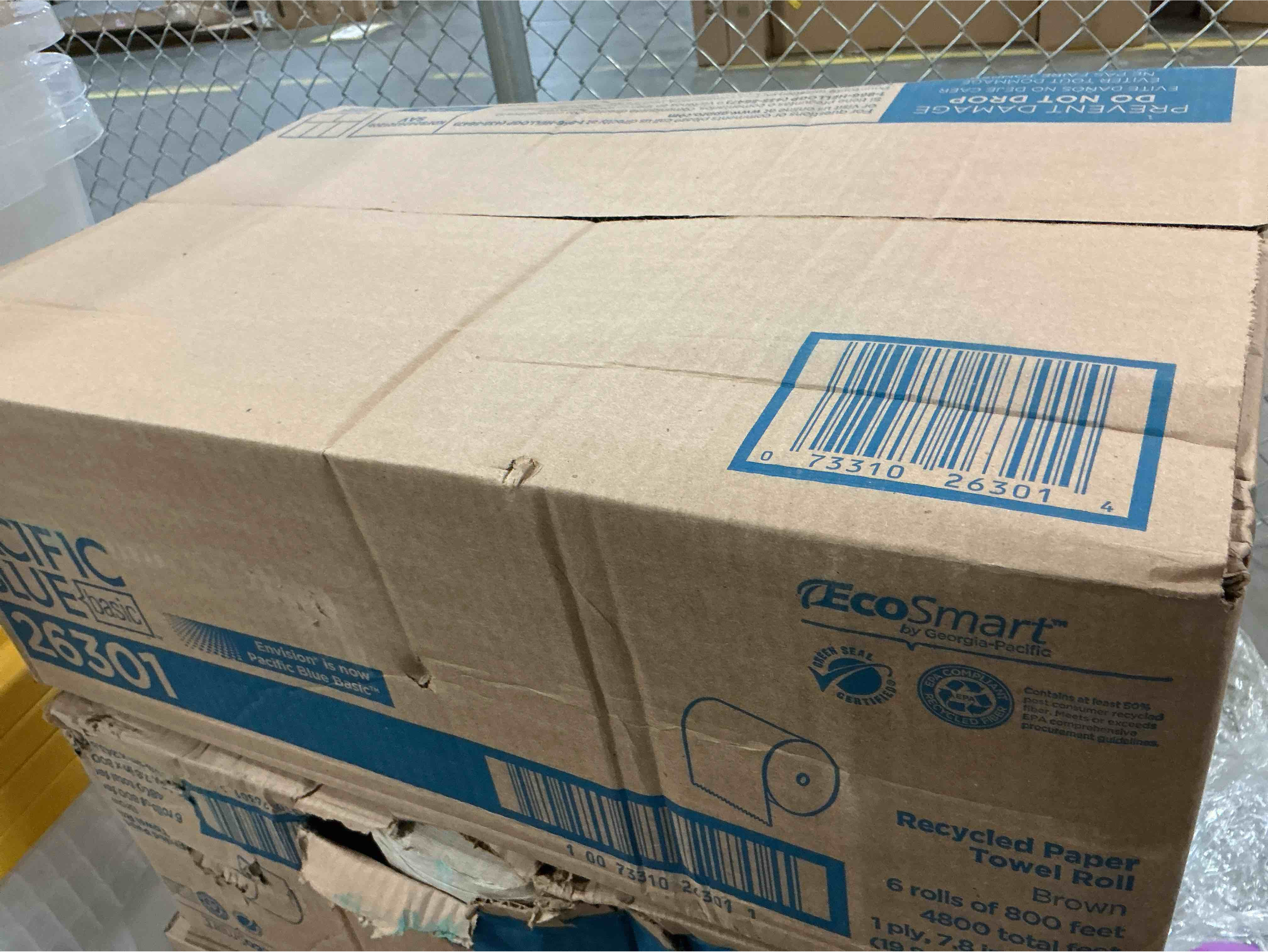 Condition photo showing Brand New for pacific blue basic recycled hardwound paper towel rolls 26301 brown 6 count (800 feet/roll)