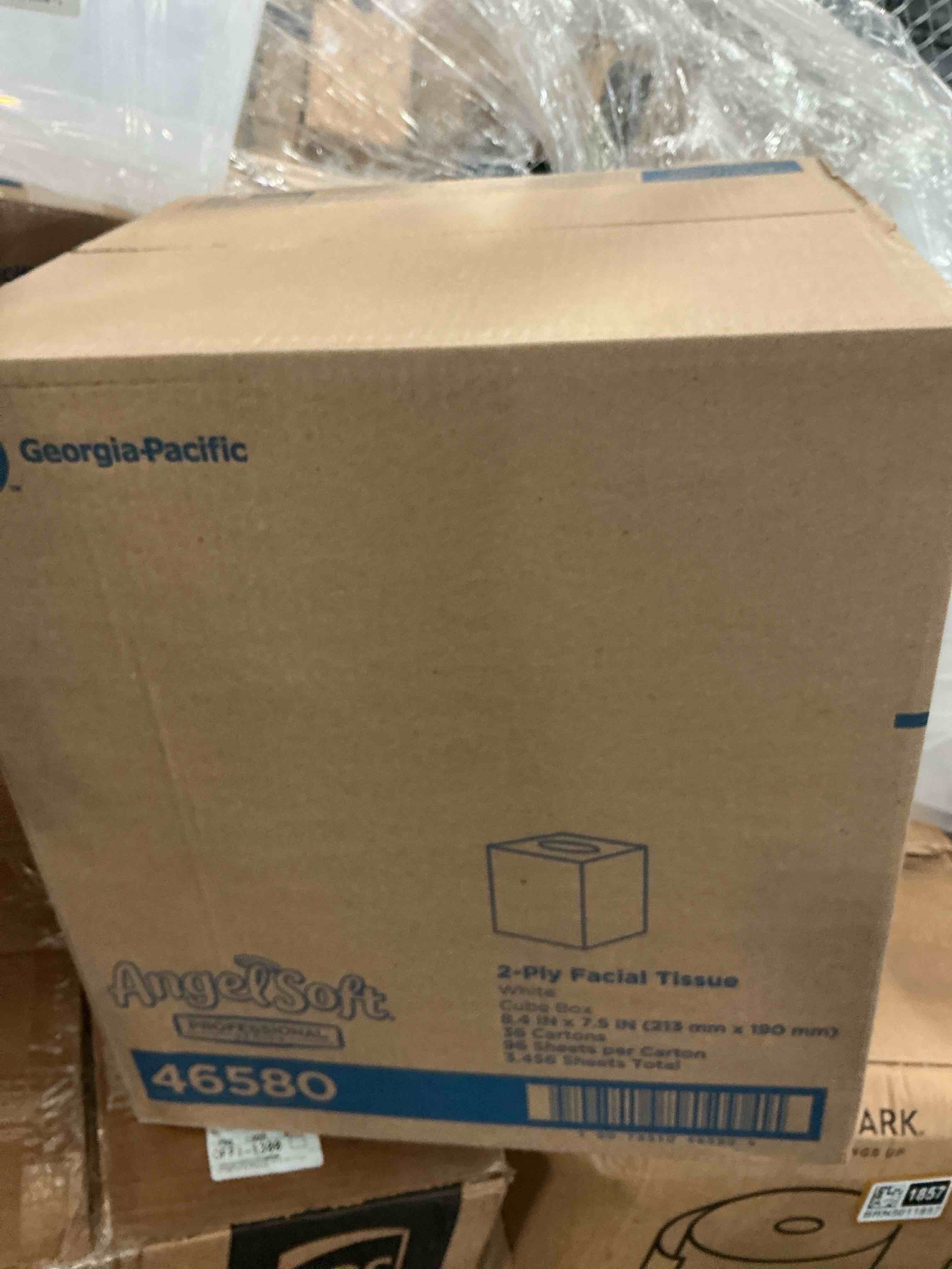 Condition photo showing Good Condition for georgia pacific professional premium facial tissue in cube box  2-ply  white  96 sheets/box  36 boxes/carton -gpc46580ct