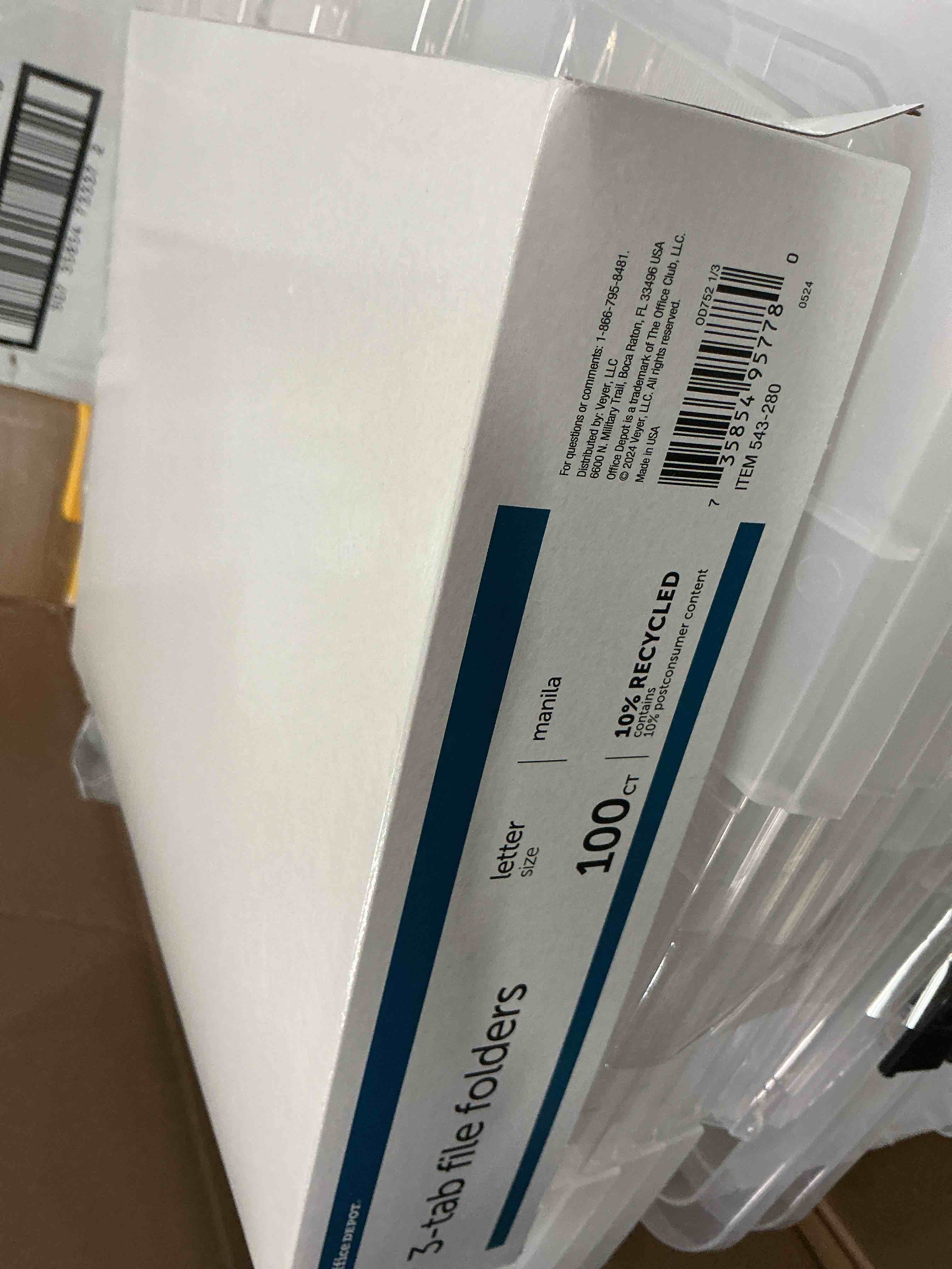 Condition photo showing Good Condition for office depot file folders 1/3 tab cut letter size manila pack of 100 od752 1/3