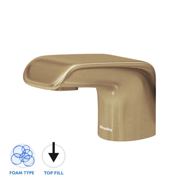 6-3500-RLT-BR Linea Soap Disp Liquid Deck MtdAuto-Top-Fill, Brushed Brass