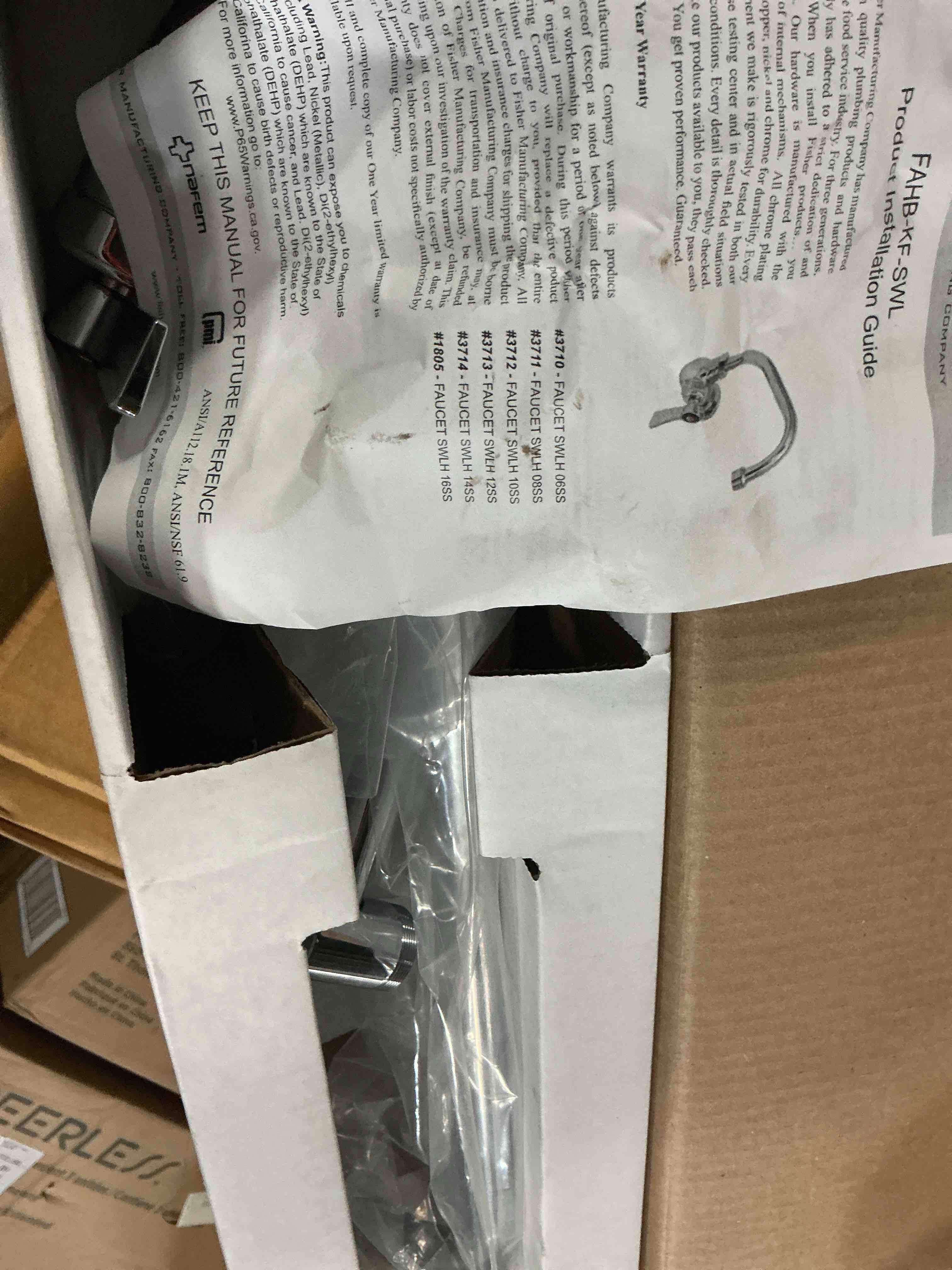 Condition photo showing Good Condition for stainless steel single wall faucet with swivel stem, lever handle, 12" swing spout, close nipple