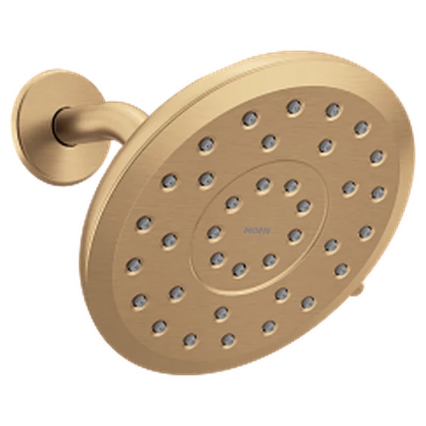moen verso eight function 6" diameter spray head rainshower, 2.5 gpm - bronzed gold