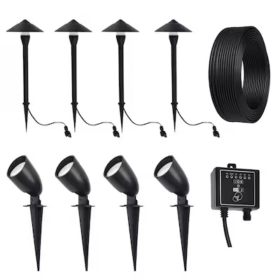 harbor breeze path light 150 -lumens 35 -watt black low voltage warm white hardwired led