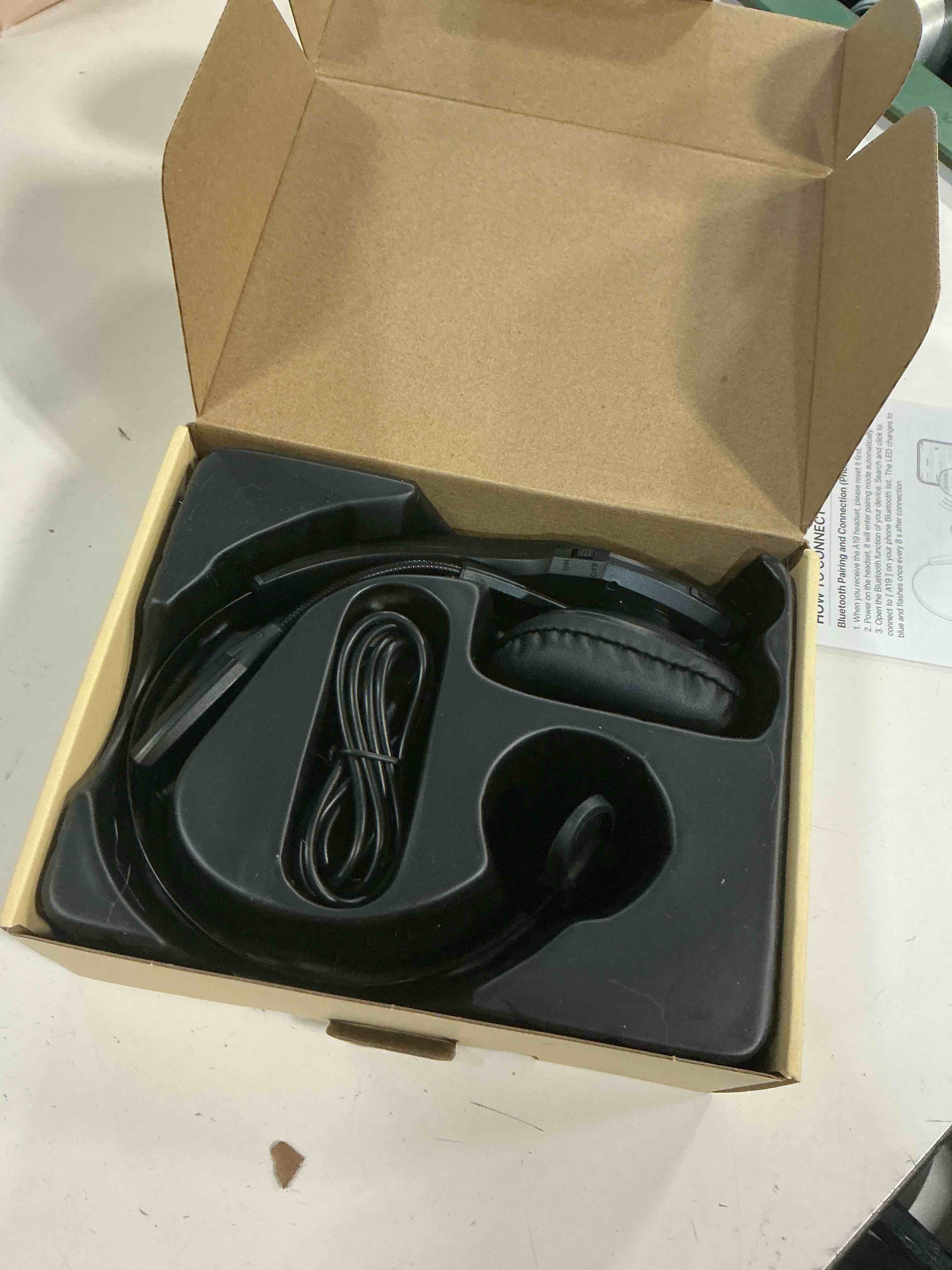 Condition photo showing New/Like New for trucker bluetooth headset, wireless headset with mic, bluetooth headsets with dual noise cancelling microphone & mute button, 55hrs working time pc headsets for cell phones, computer, truck driver black