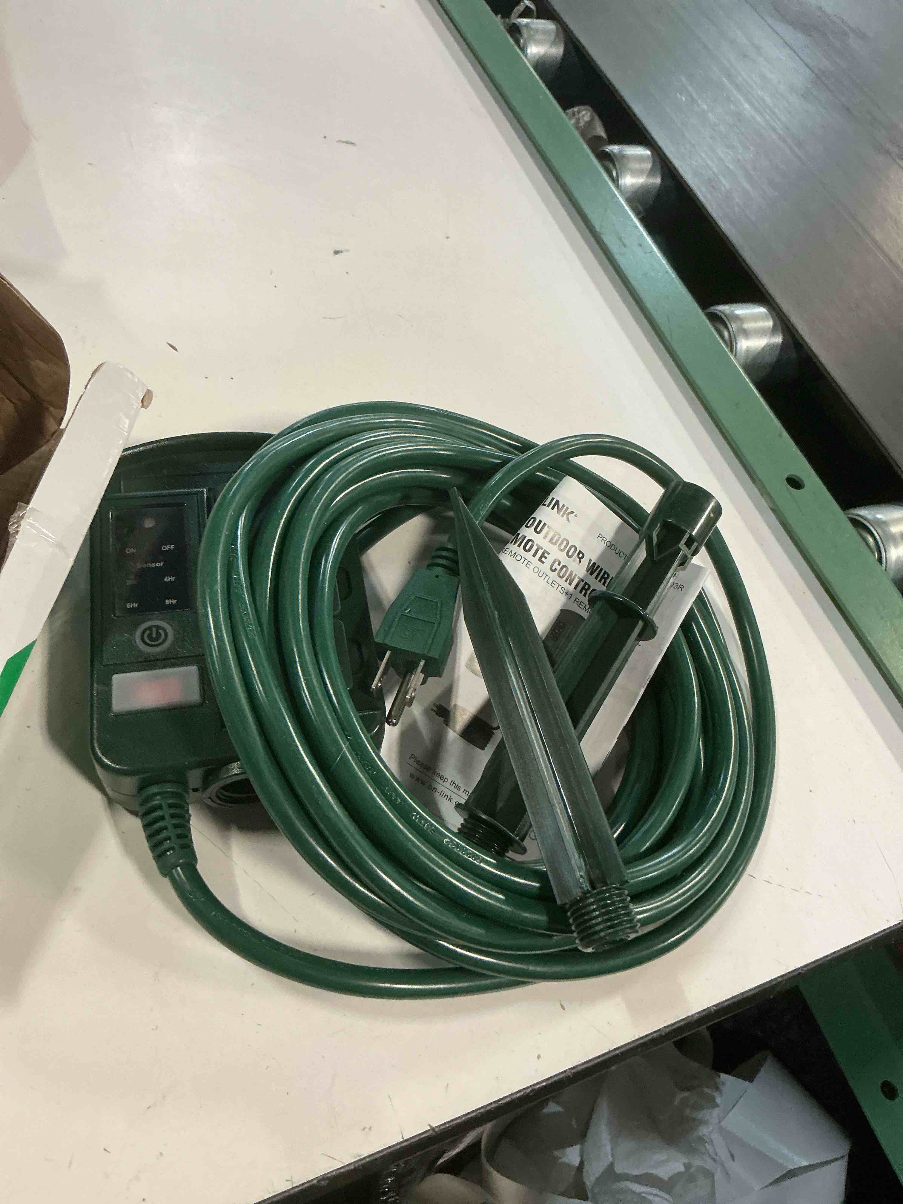Condition photo showing New/Like New for bn-link outdoor power strip with 25ft extension cord, remote control dusk to dawn light timer waterproof, 6 grounded outlets for christmas lights & decorations, 15a/1875w etl 25ft with remote-photocell