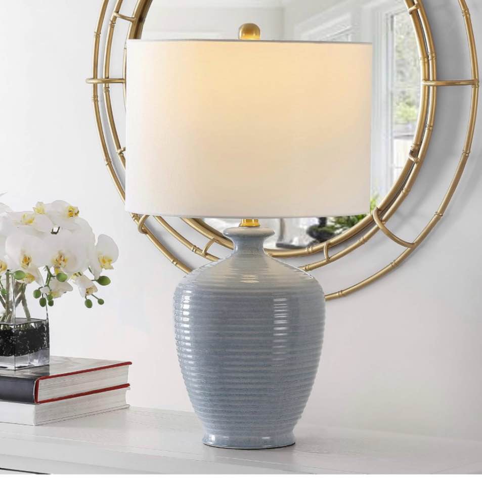 safavieh hanron 26  table lamp | blue |