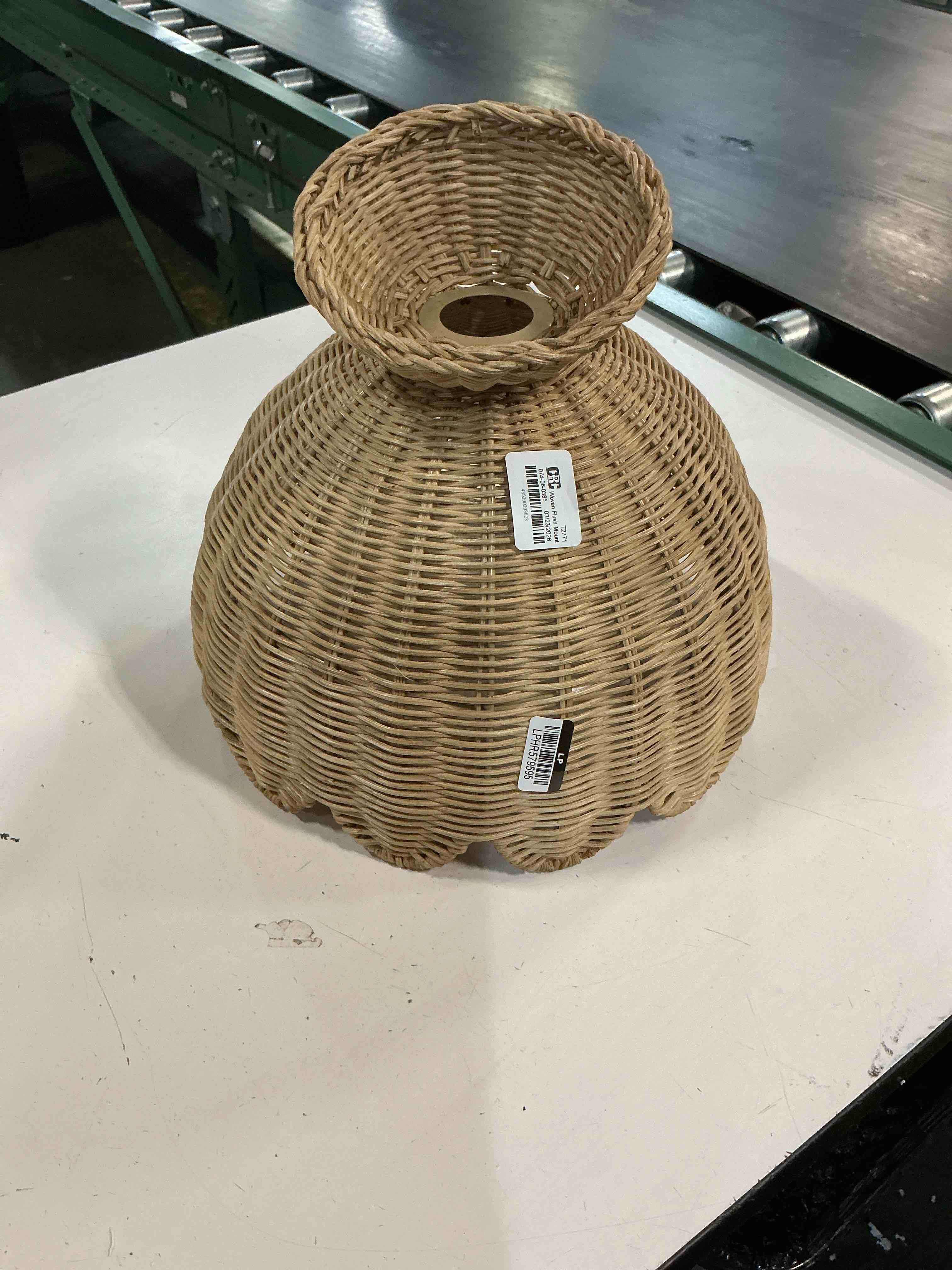 Condition photo showing As Is for wicker lamp shade 