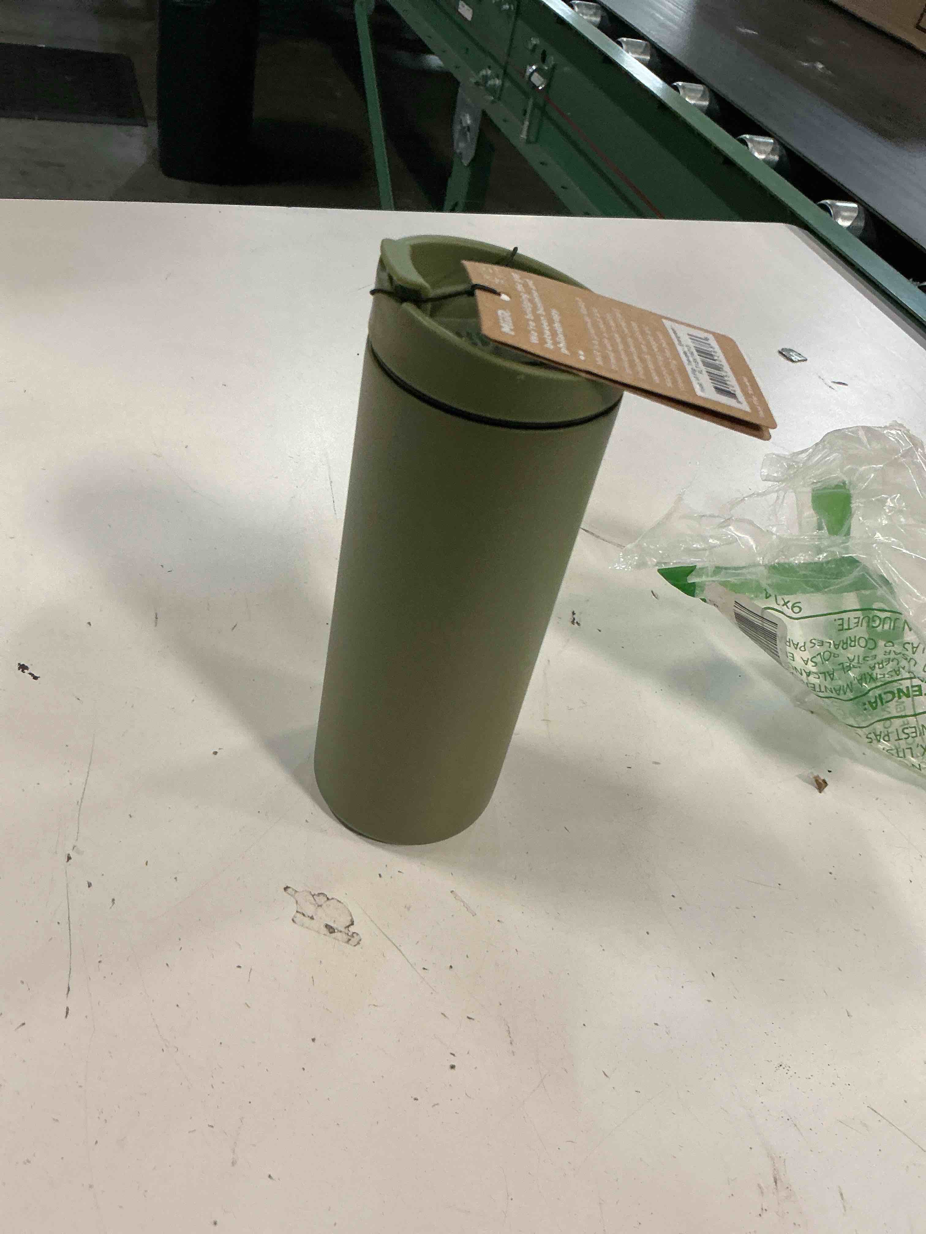 Condition photo showing As Is for miir, flip traveler, double-wall vacuum insulated with leakproof lid, bpa-free stainless steel construction, home, 16 fluid ounces