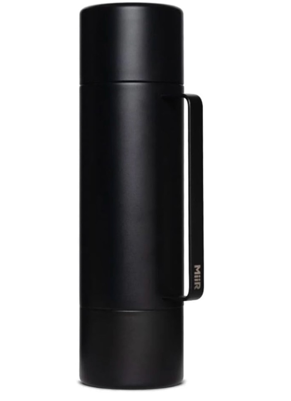 miir tomo 33 oz stainless steel double-wall vacuum insulated tumbler with two 8 oz sipping mugs - perfect for sharing hot and cold beverages, soups and more on the go, black
