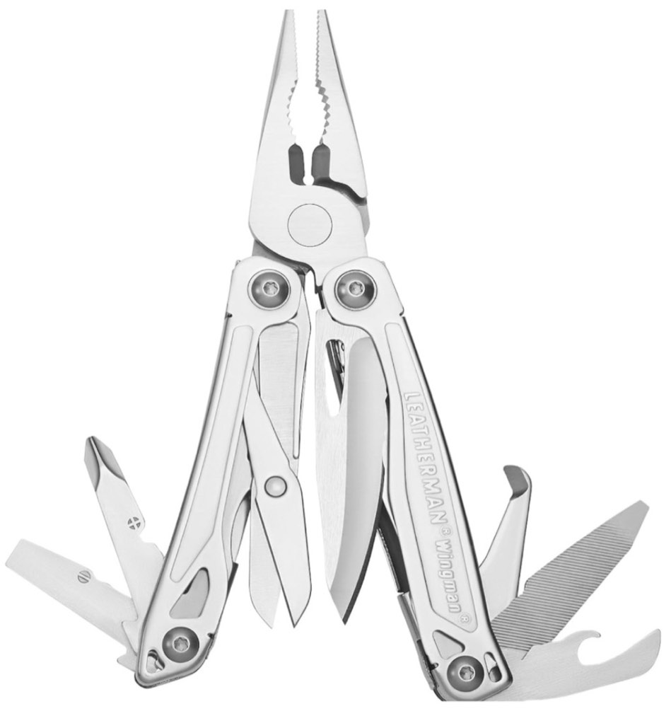 leatherman wingman multitool with spring-action pliers and scissors stainless steel with nylon sheath