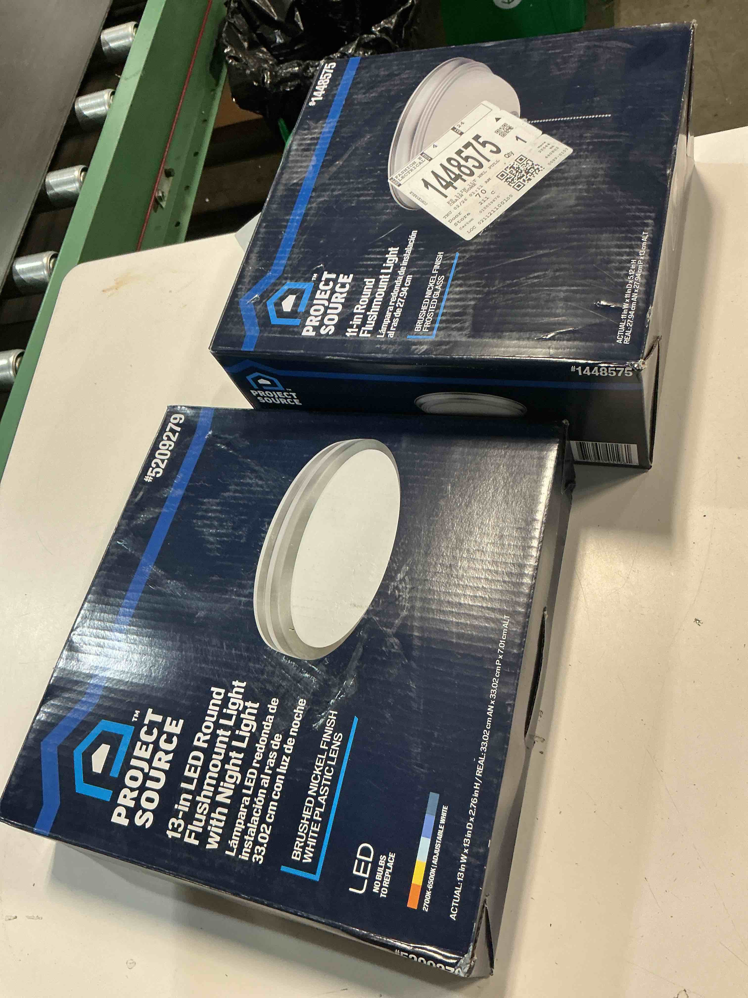 Condition photo showing As Is for project source brushed nickel led flush mount light(13 inc-11inc) 