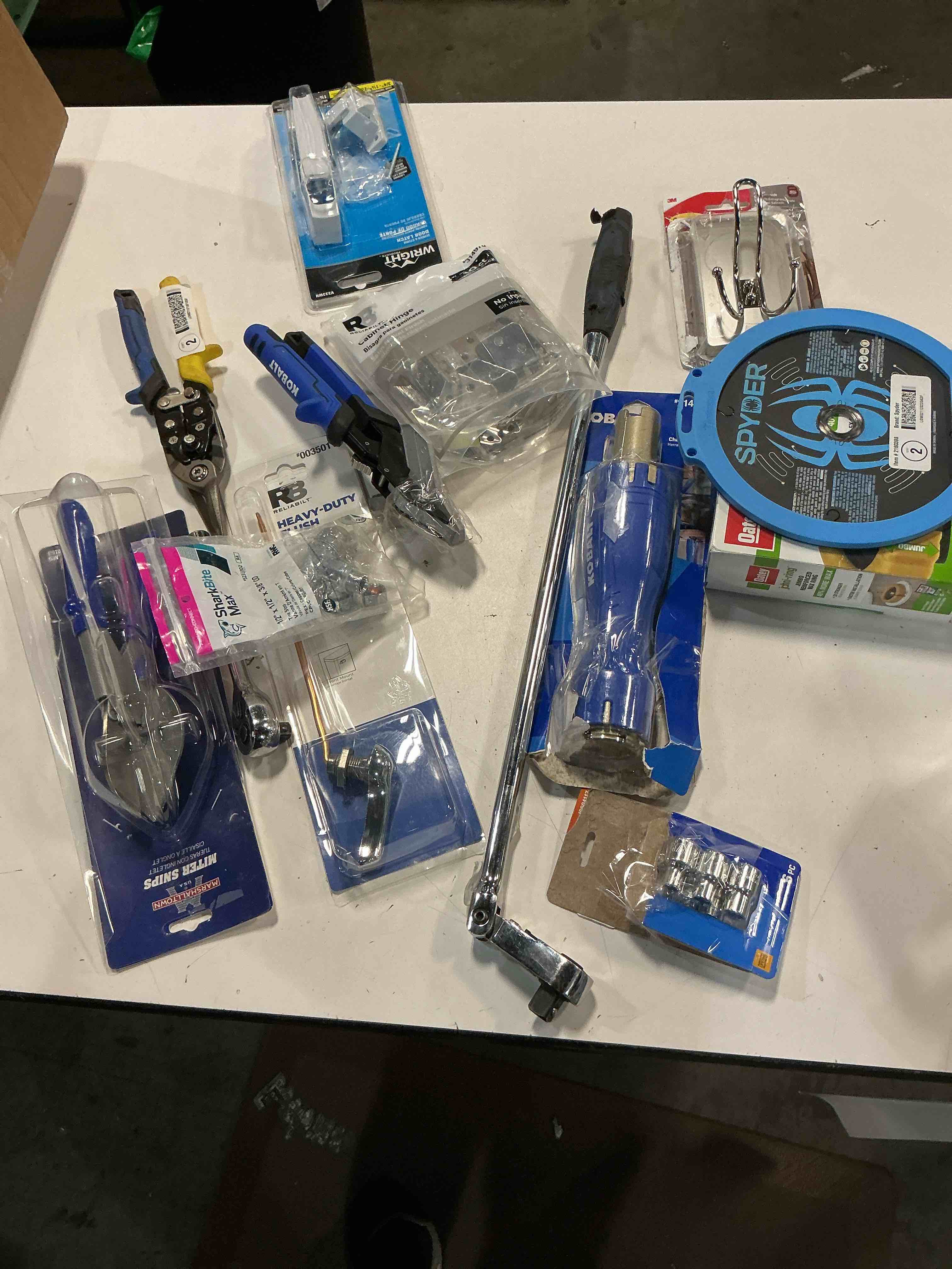 Condition photo showing As Is for assorted home improvement lot (small tools, screw, home accessories, etc.)