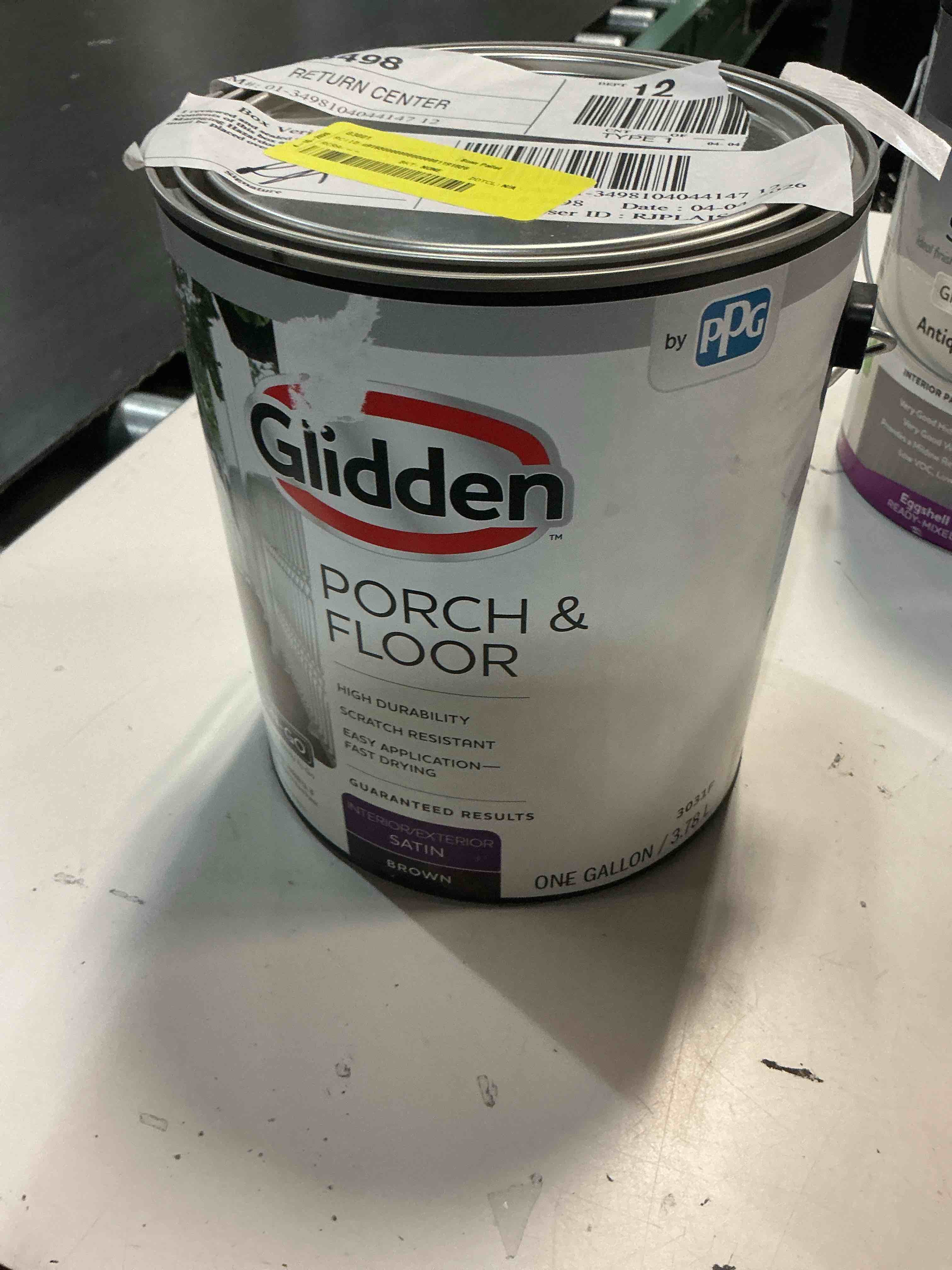Condition photo showing Good Condition for glidden grab-n-go porch and floor interior/exterior paint, 1 gallon, satin, brown, scratch resistant, 128 fl oz (pack of 1)