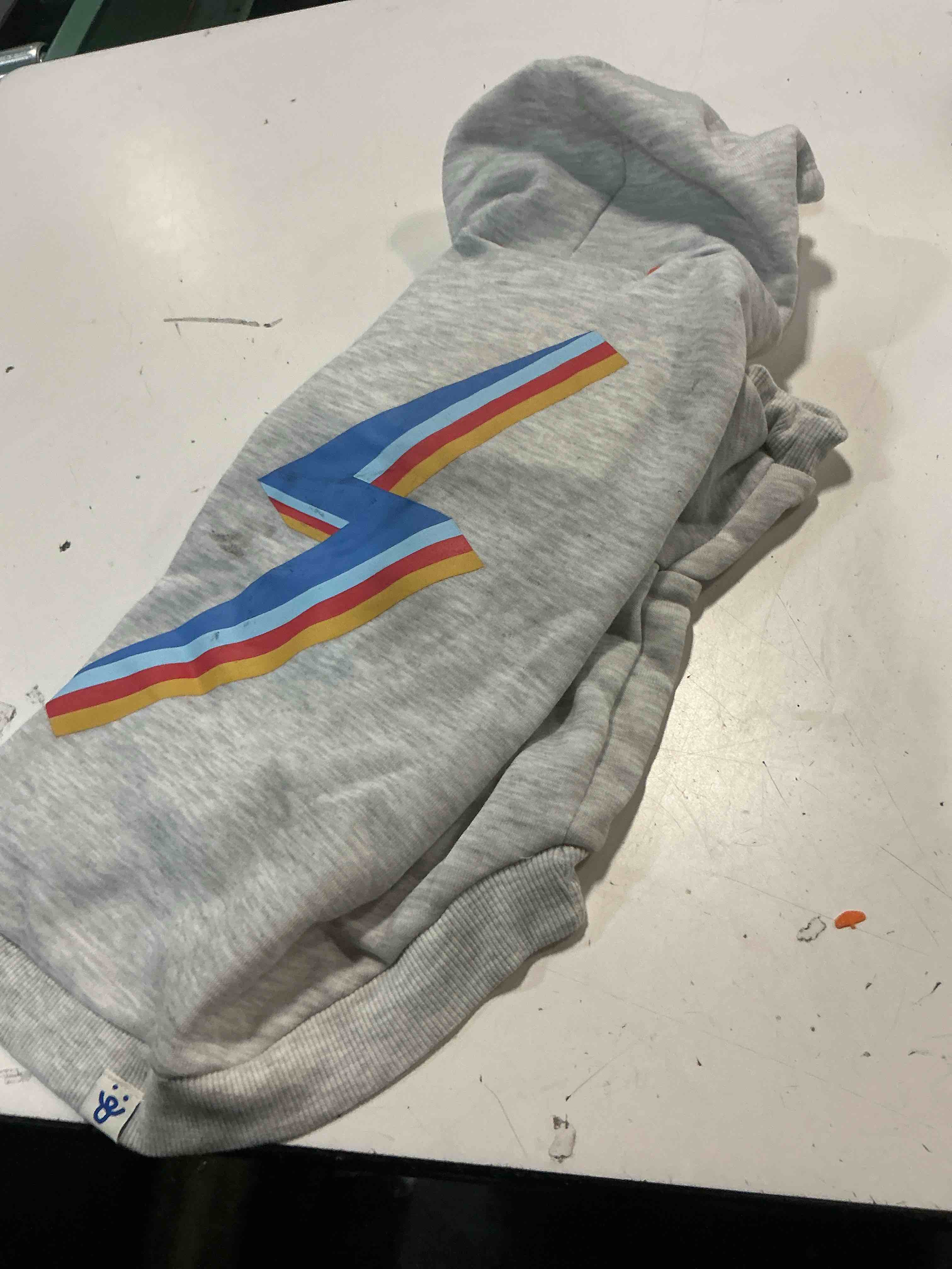 Condition photo showing Good Condition for oodles lightning bolt bubble hem fall dog hoodie, white, large 